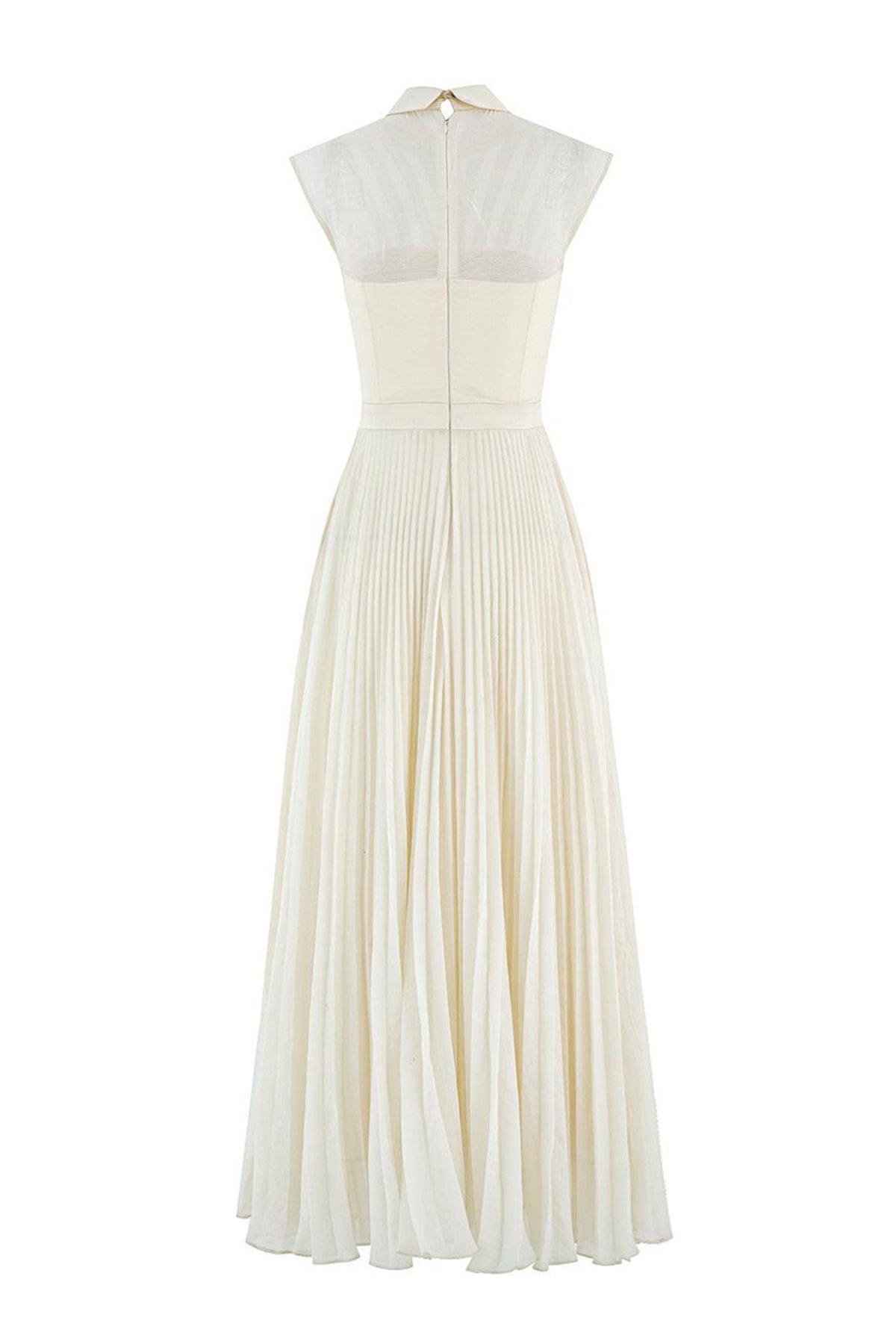 Beatrice A-line Pleated Silk Crepe Ankle Length Dress