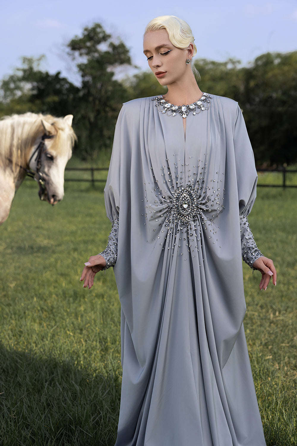 Razane Rhinestone Maxi Dress