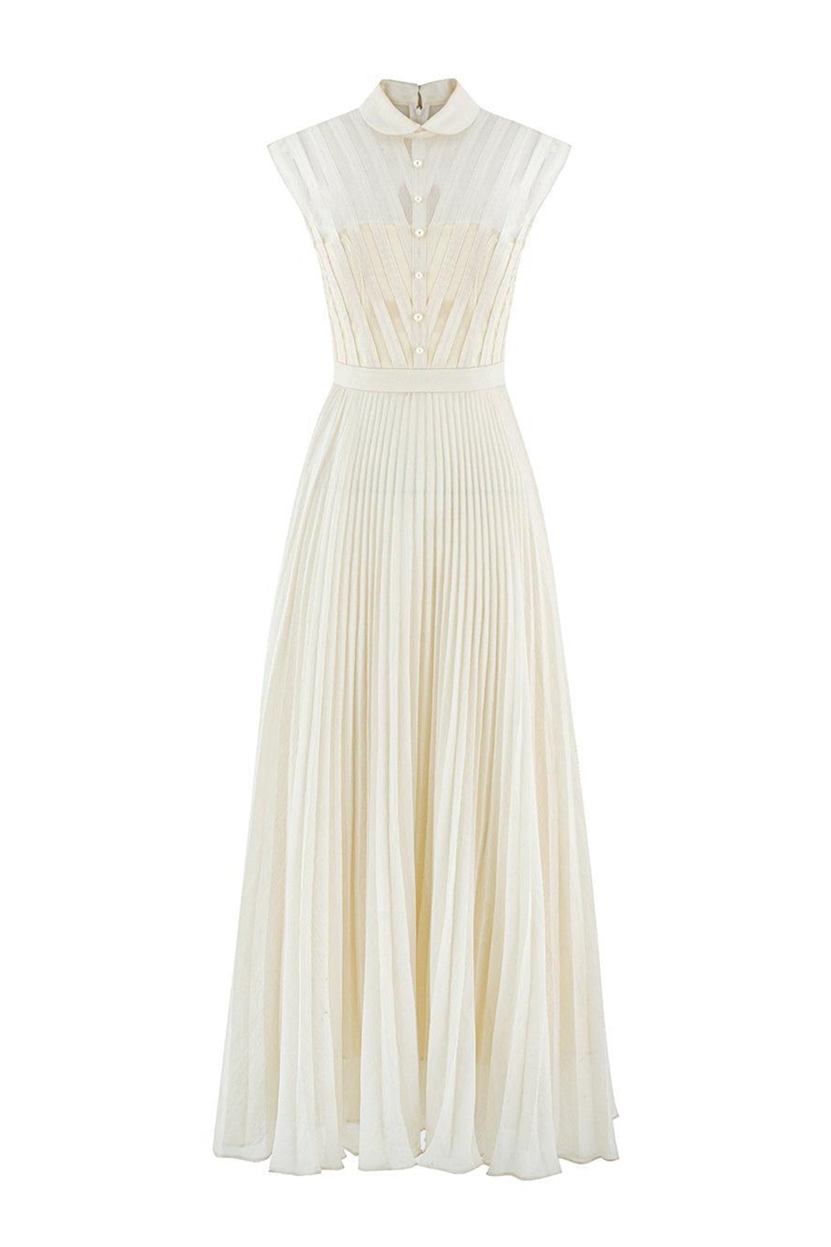 Beatrice A-line Pleated Silk Crepe Ankle Length Dress