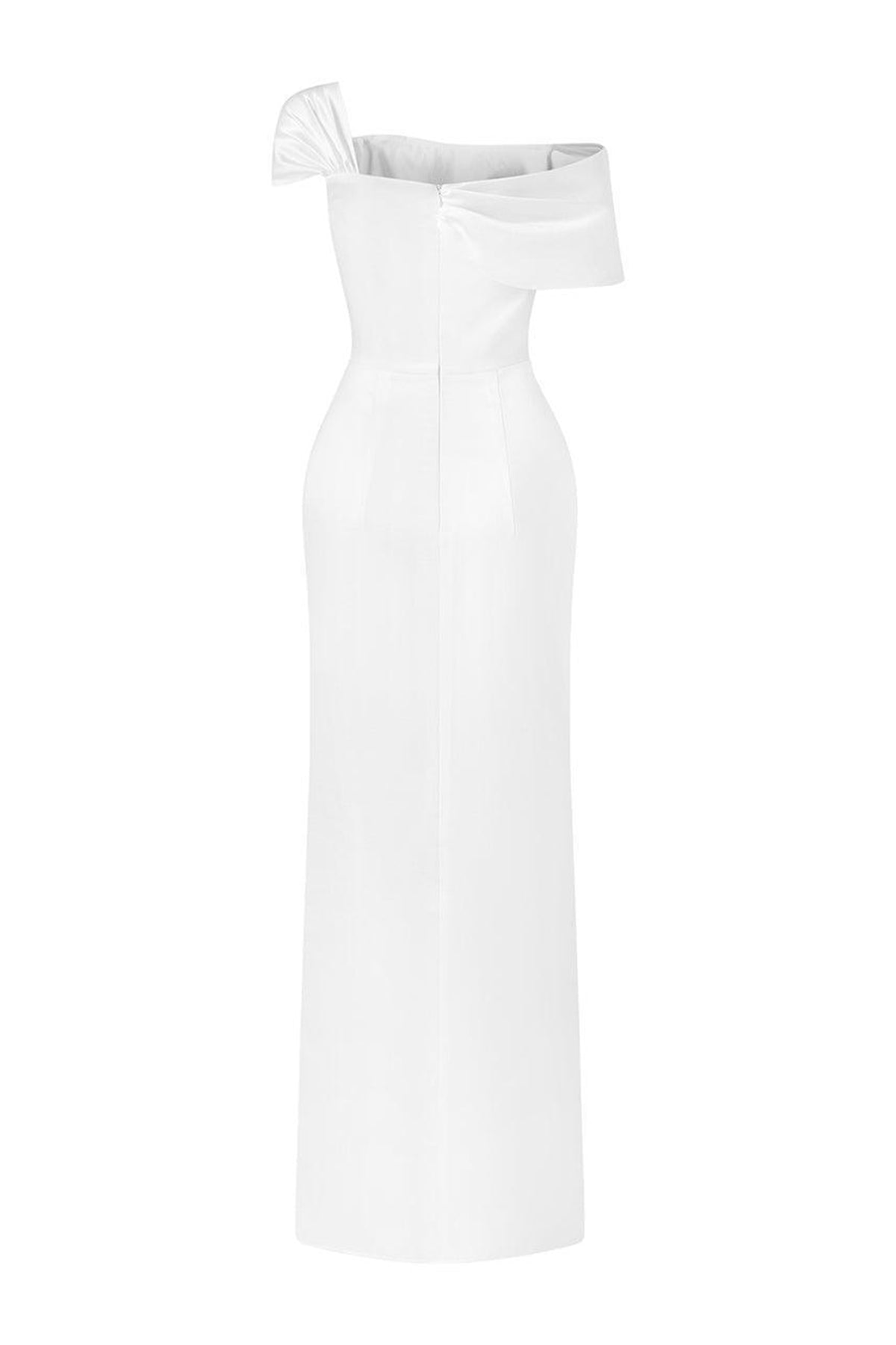 Ariadne Slit Asymmetric Neck Silk Ankle Length Dress