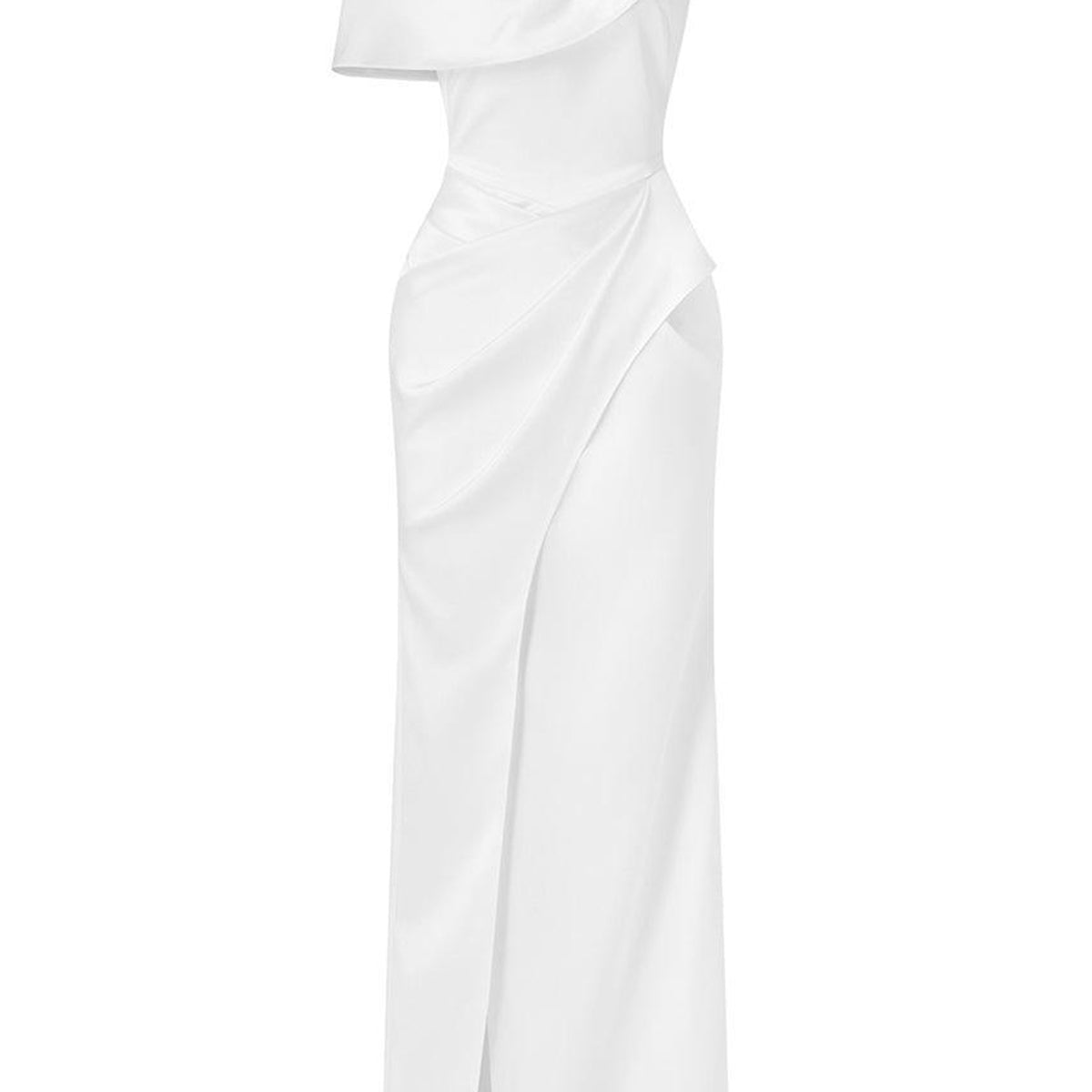 Ariadne Slit Asymmetric Neck Silk Ankle Length Dress