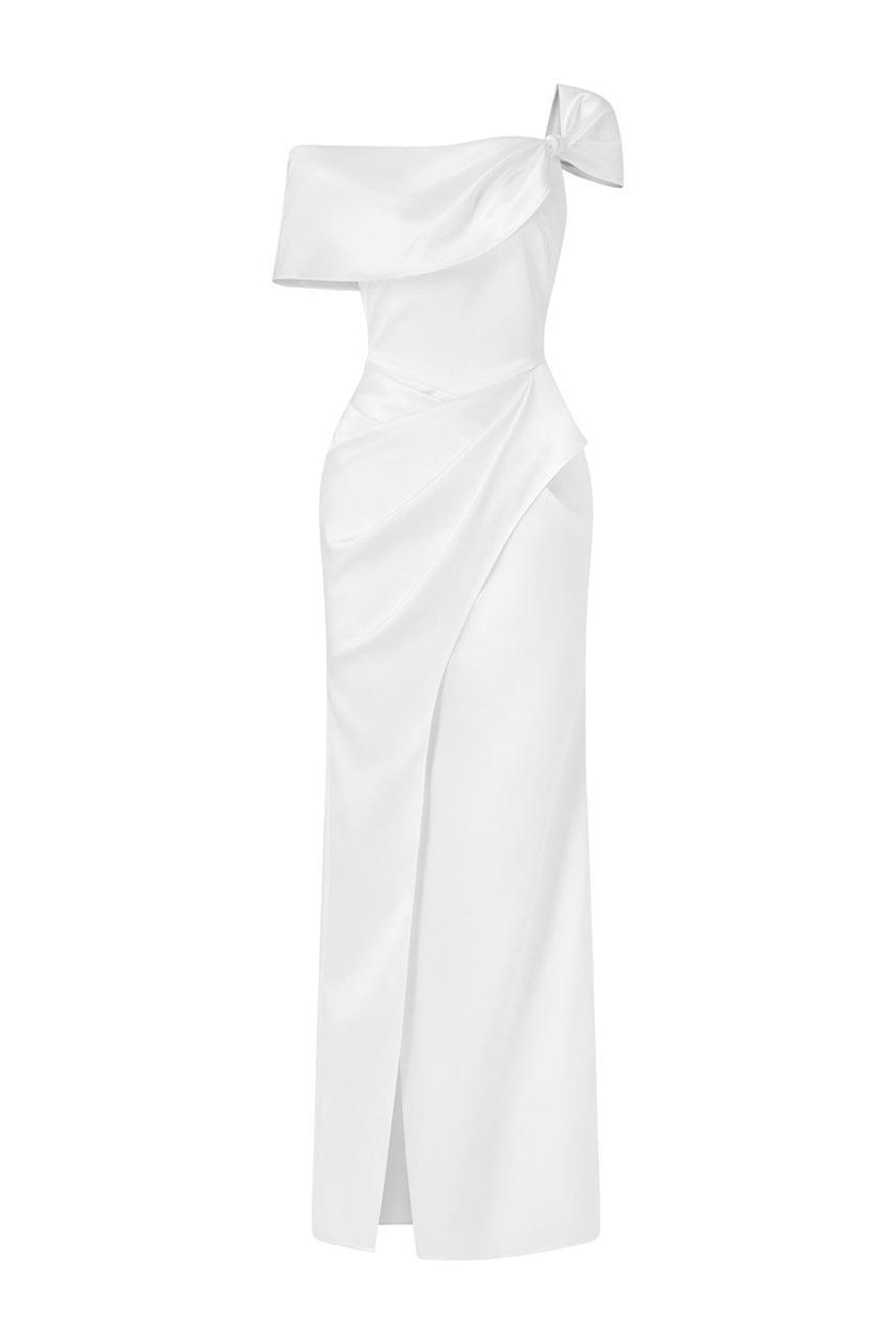 Ariadne Slit Asymmetric Neck Silk Ankle Length Dress