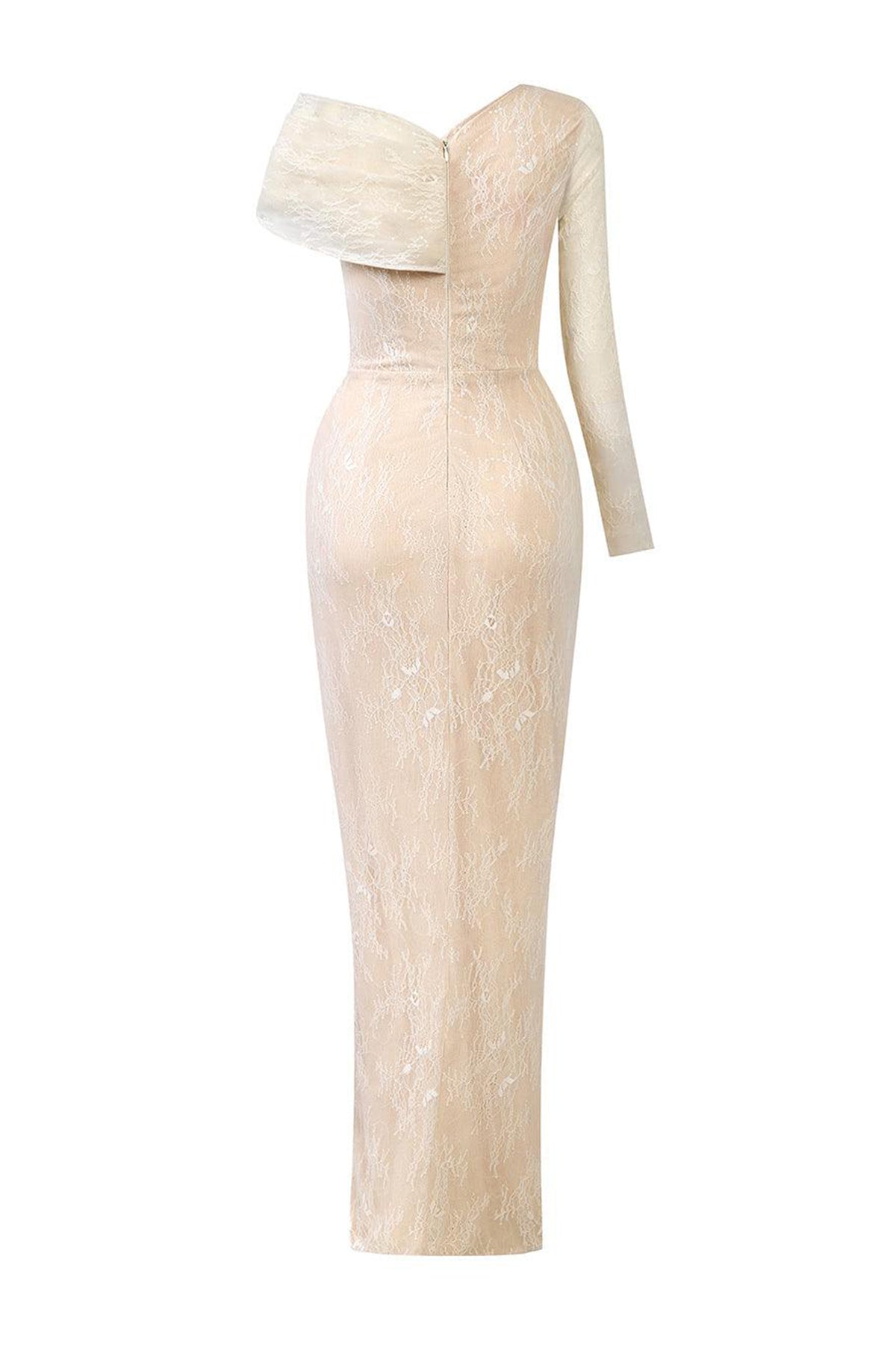 Arcturus Sarong Asymmetric Neck Mesh Lace Floor Length Dress