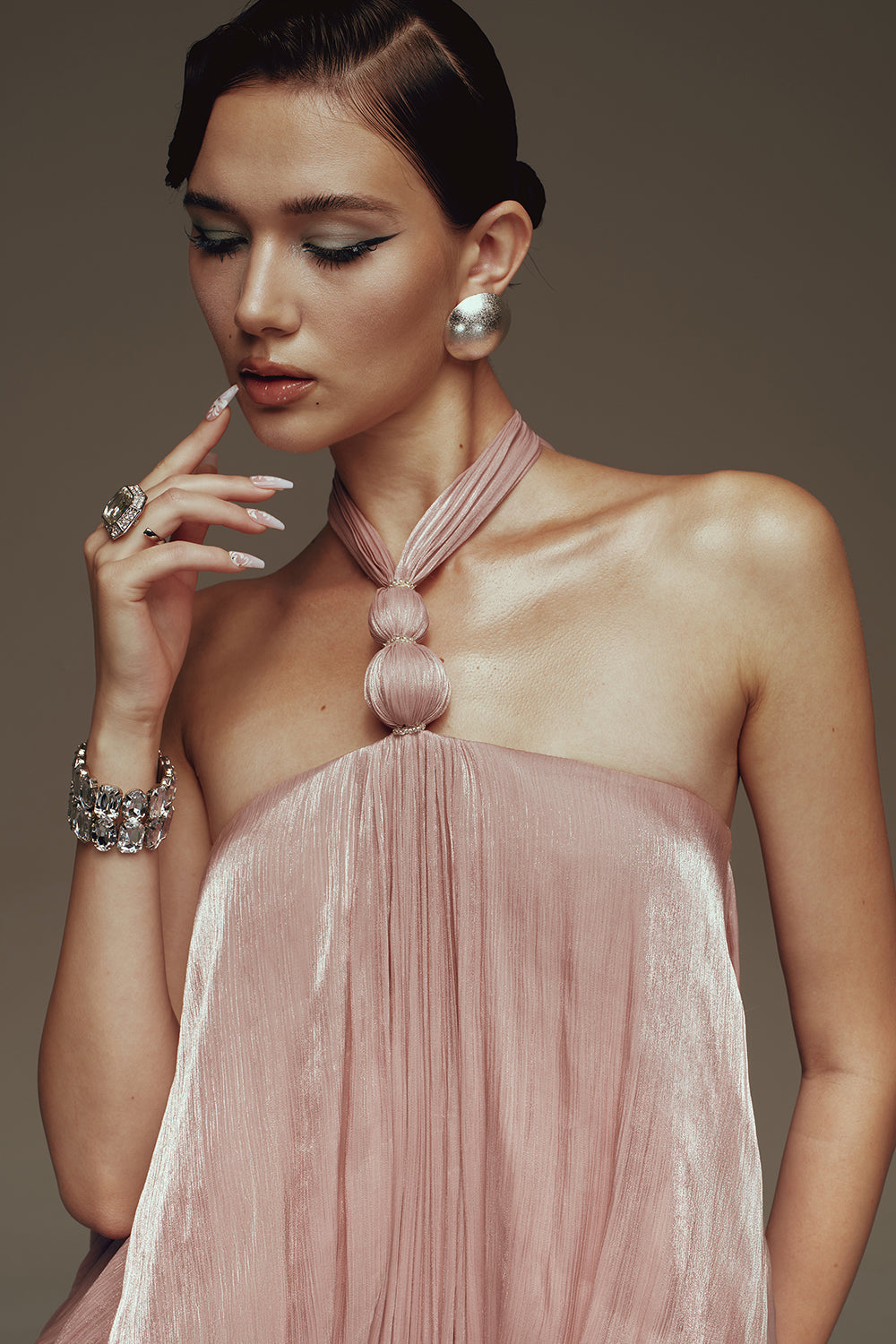 Champagne Bubble Gathering Maxi Dress