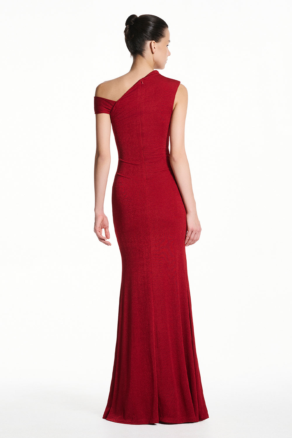 Taren Asymmetric Neck Gathering Maxi Dress