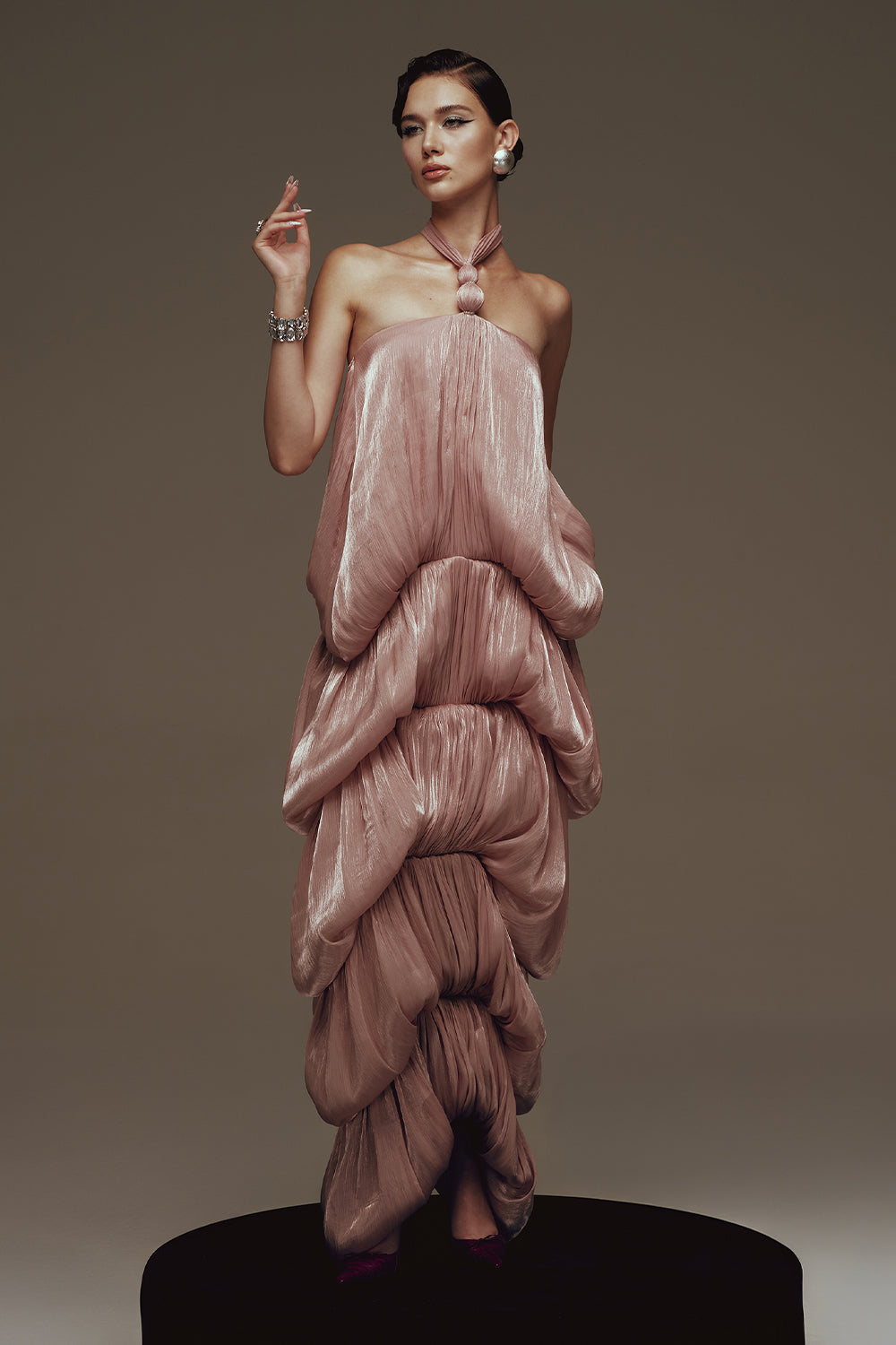 champagne bubble dress Strapless Champagne Bubble Skirt Long Prom Dress