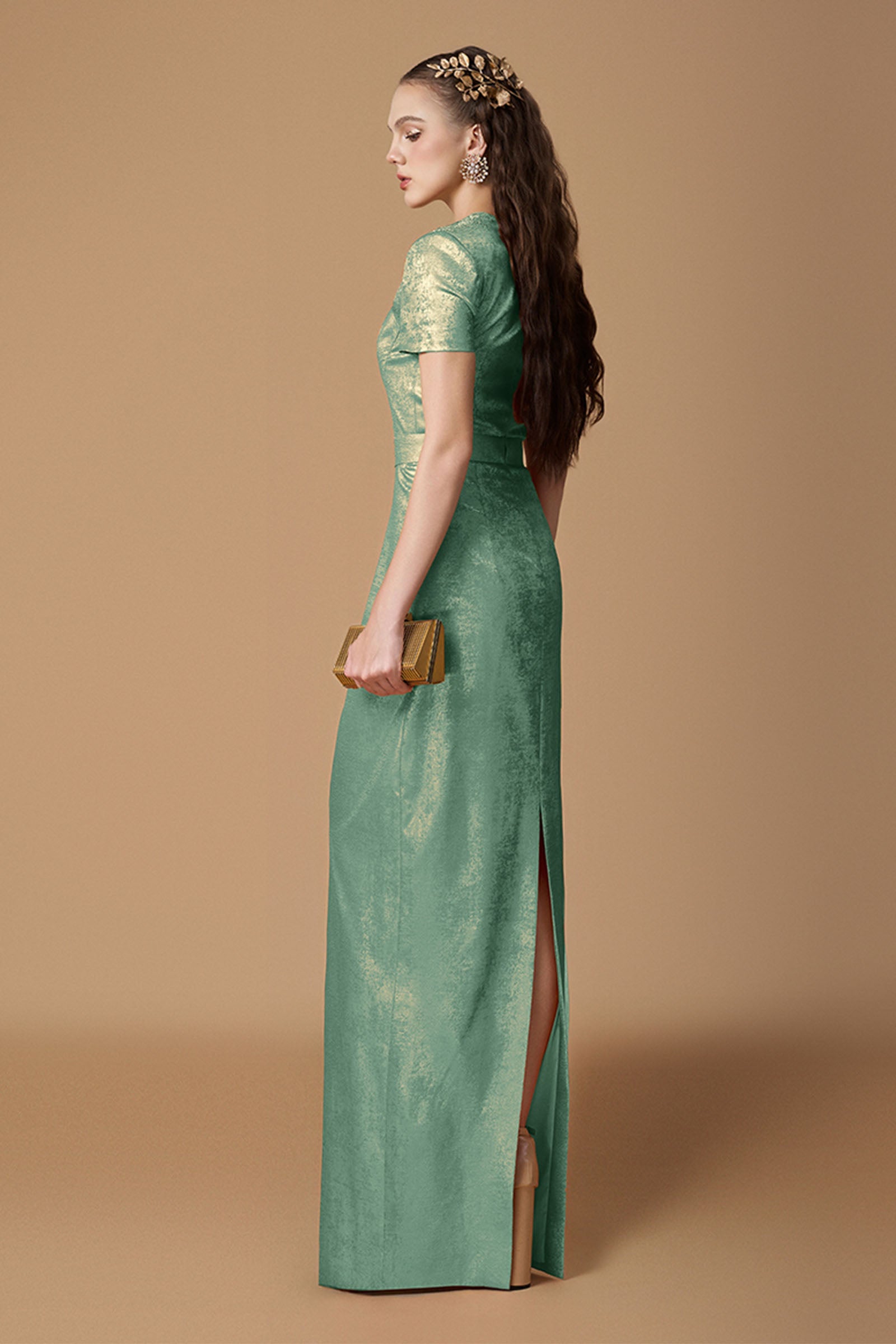 Selis Trapeze Neck Maxi Dress