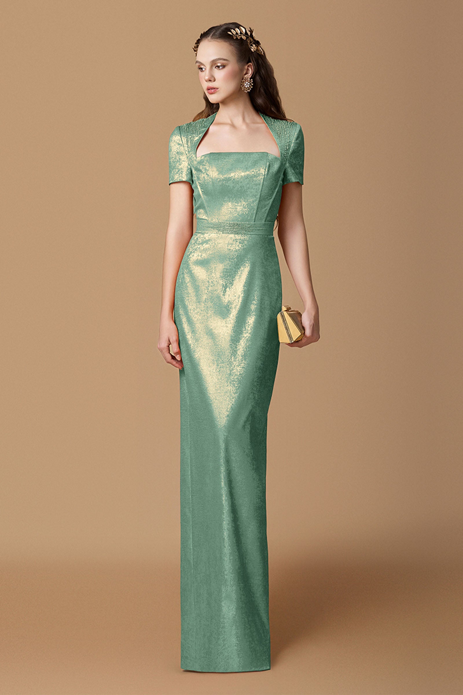 Selis Trapeze Neck Maxi Dress