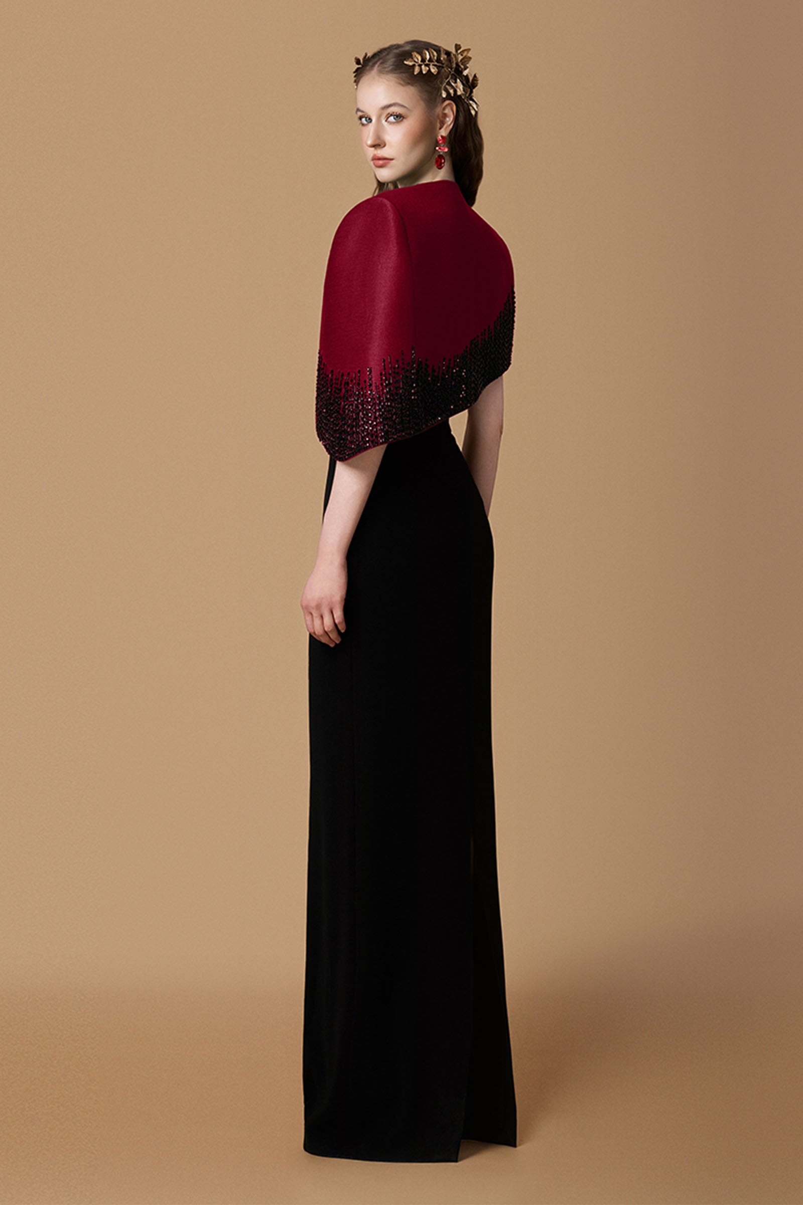 Elyra Cape Sleeve Maxi Dress