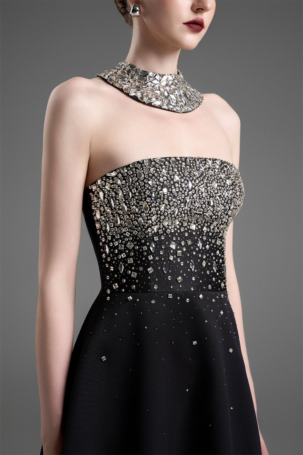 choker maxi dress black Strapless Choker Maxi Sheath Dress