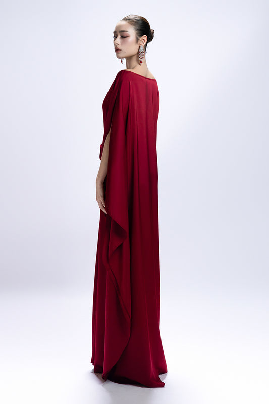Cyrene Boat Neck Applique Maxi Dress