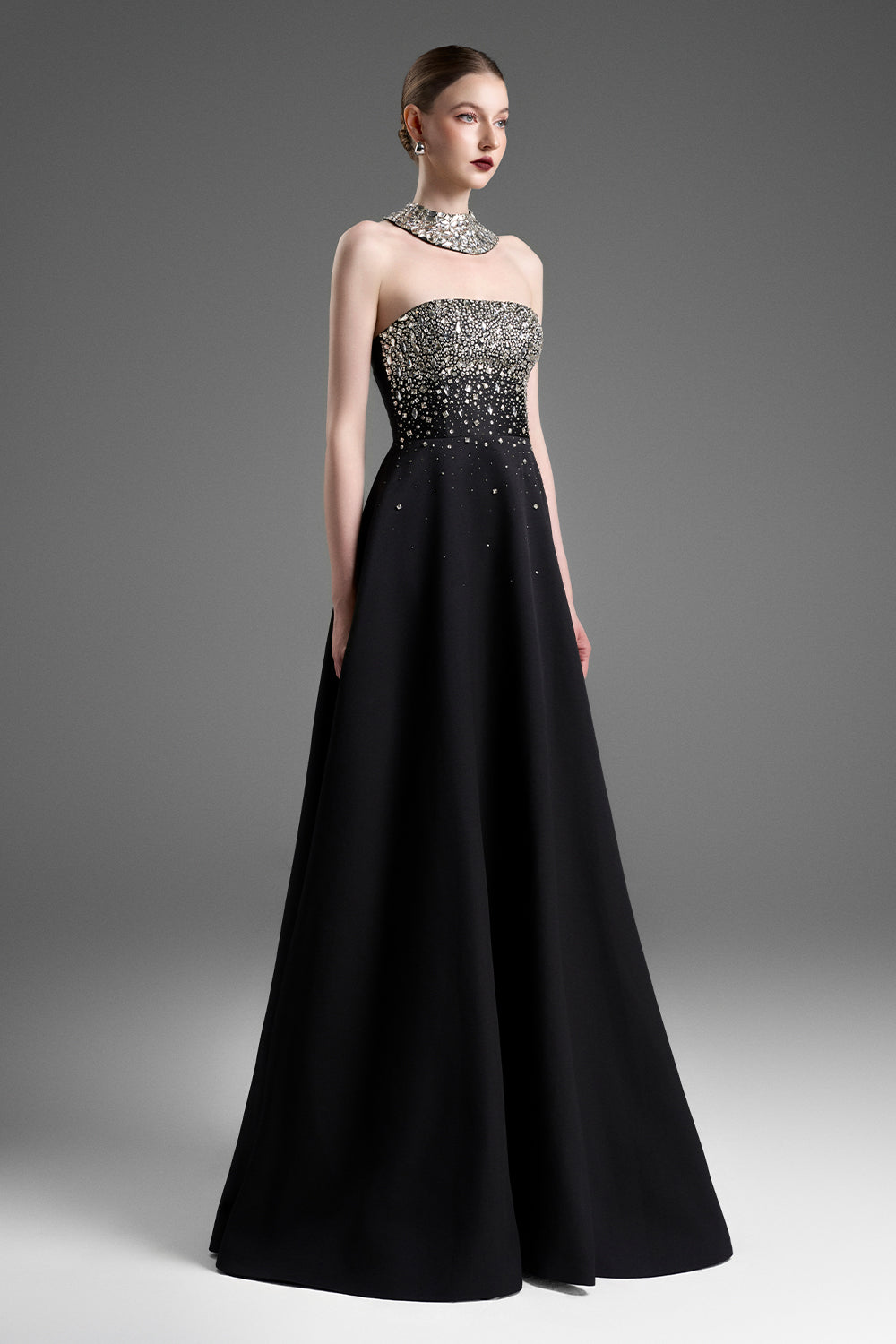 black choker maxi dress Strapless Choker Maxi Sheath Dress