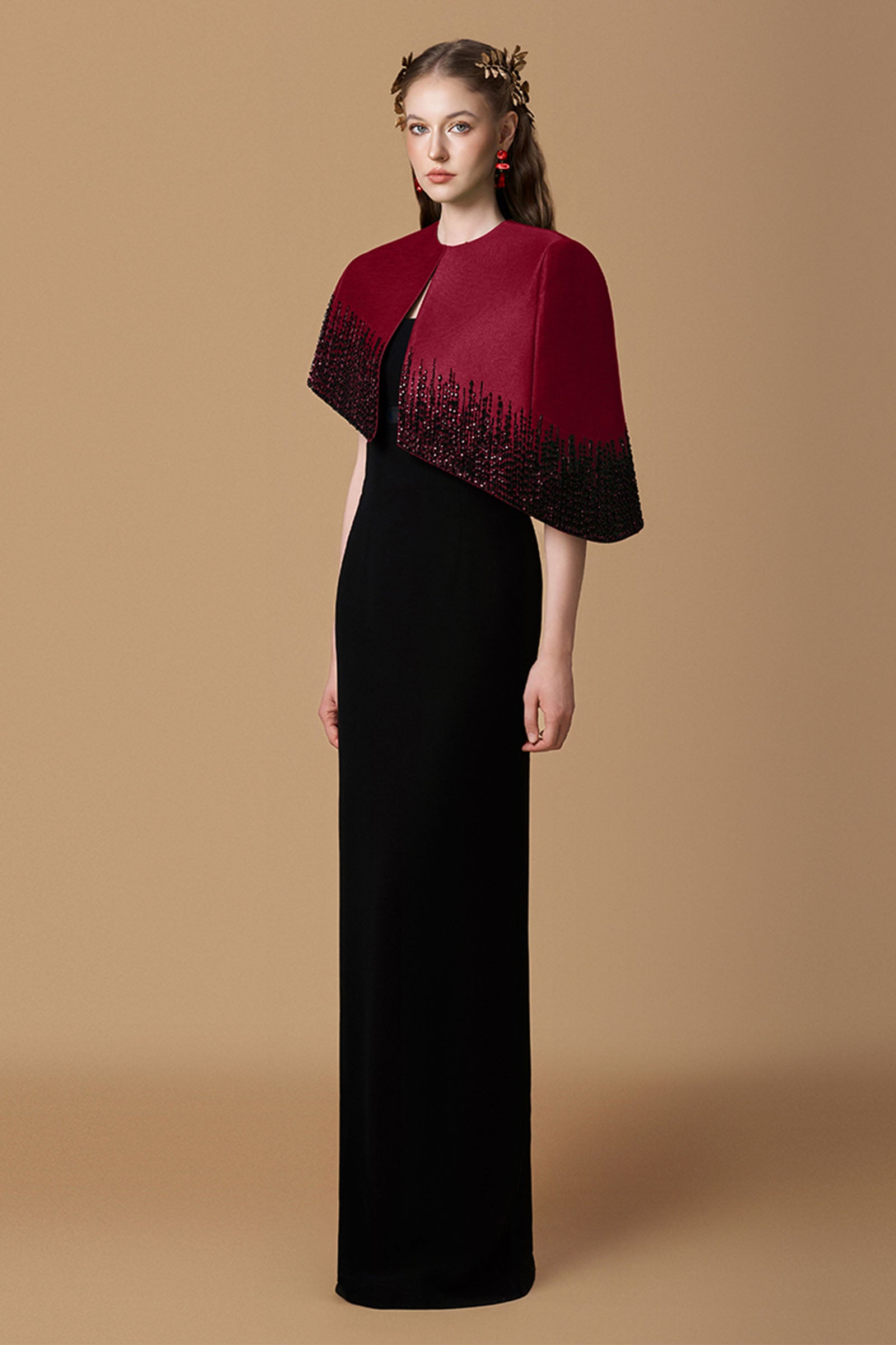 Elyra Cape Sleeve Maxi Dress