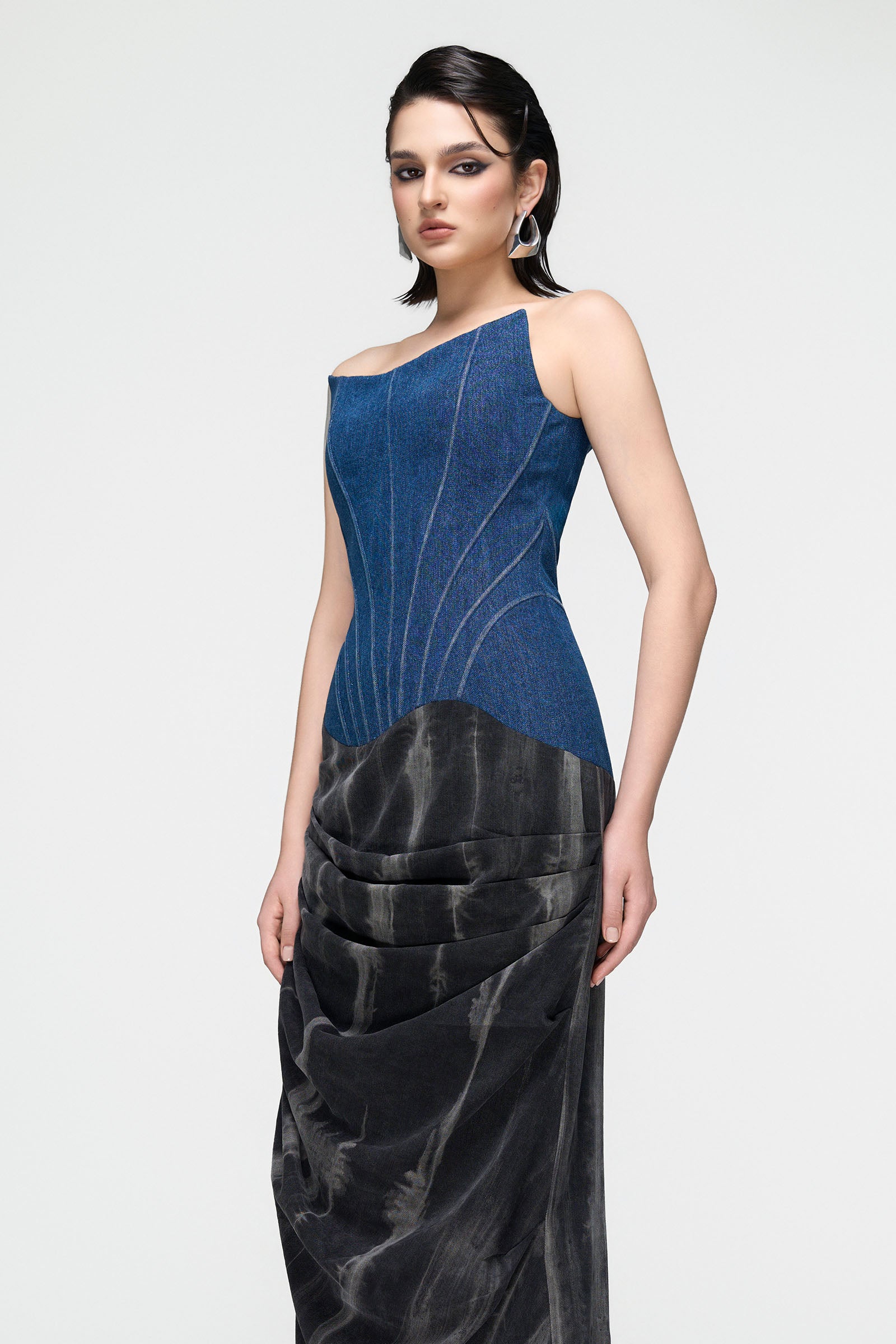 Eunoia Curved Neck Maxi Dress