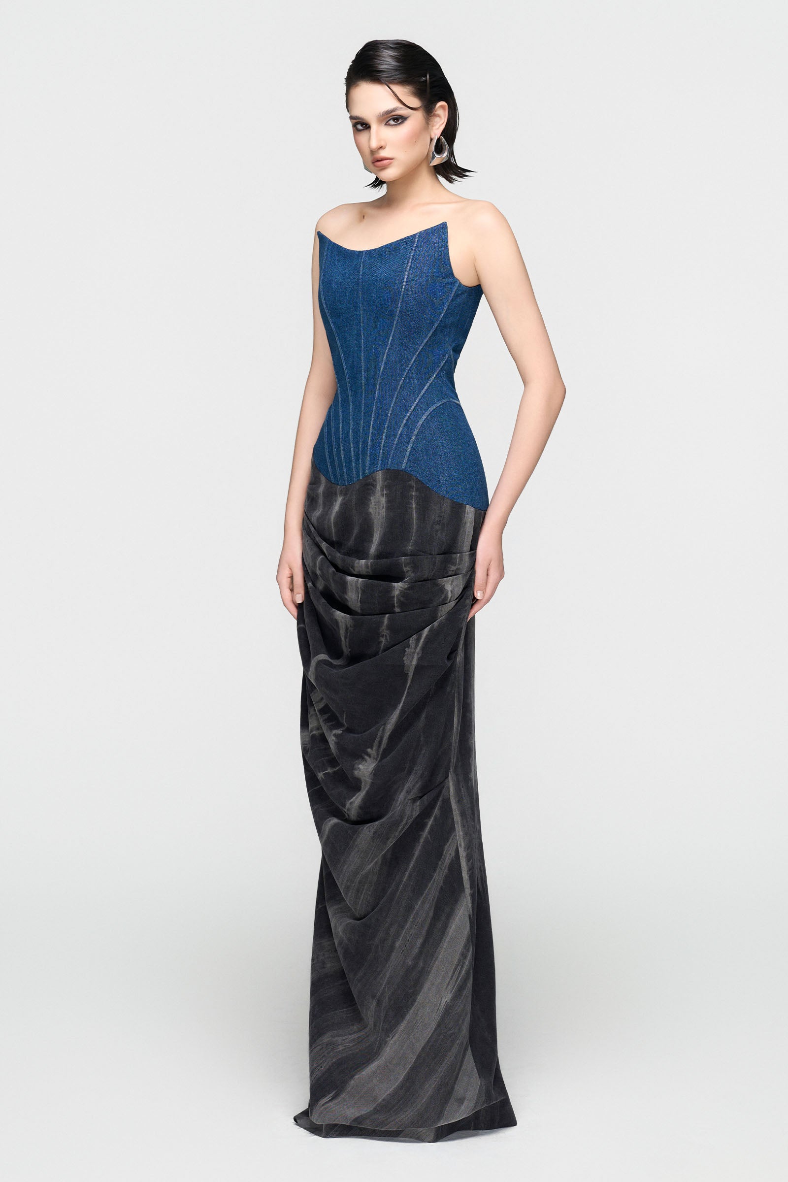 Eunoia Curved Neck Maxi Dress
