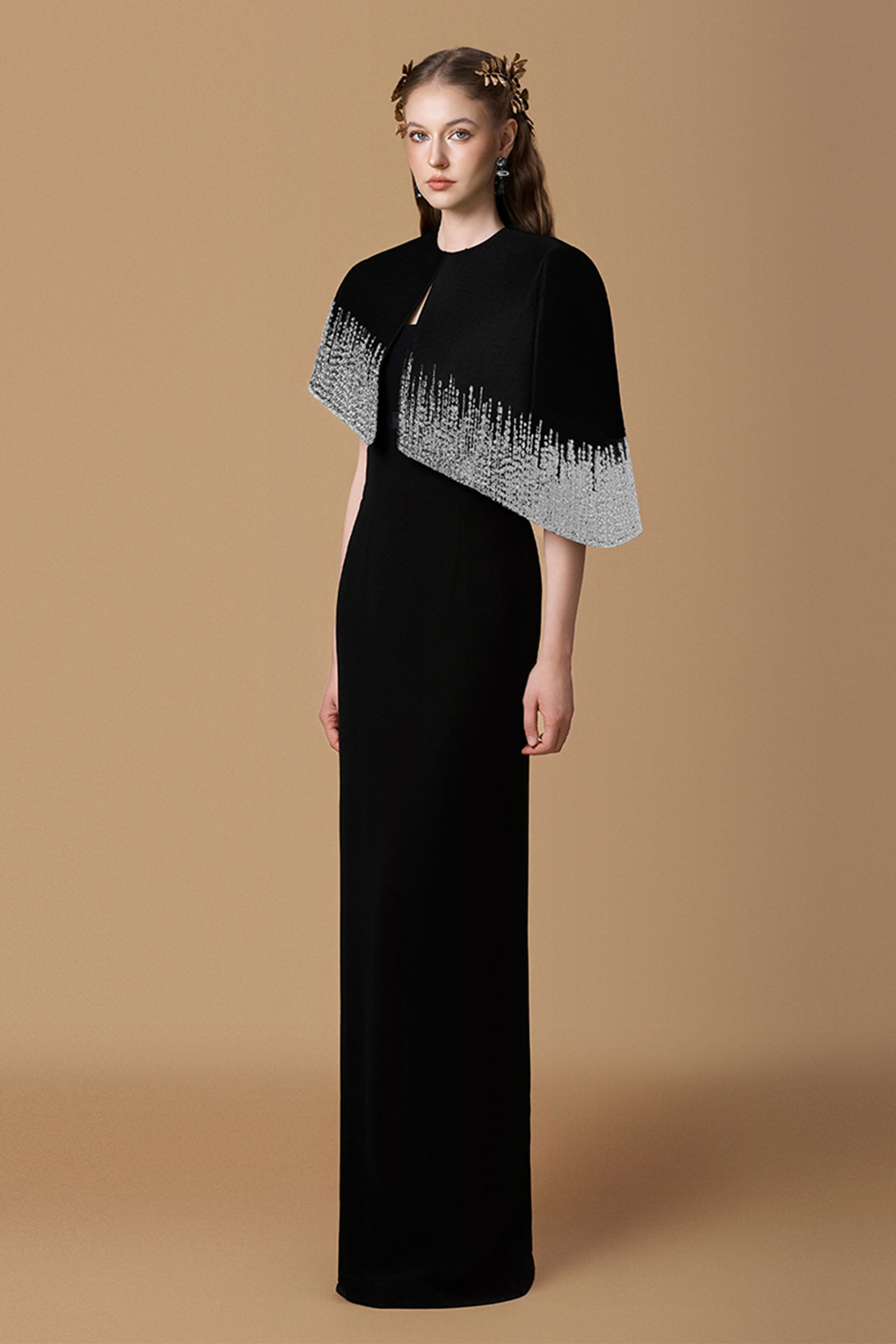 Elyra Cape Sleeve Maxi Dress
