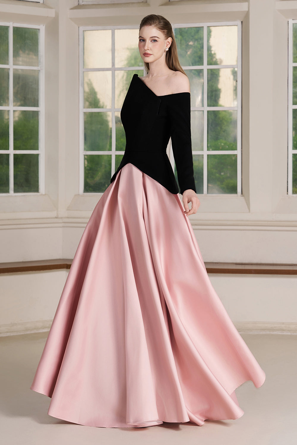 Belle Asymmetric Neck Maxi Dress