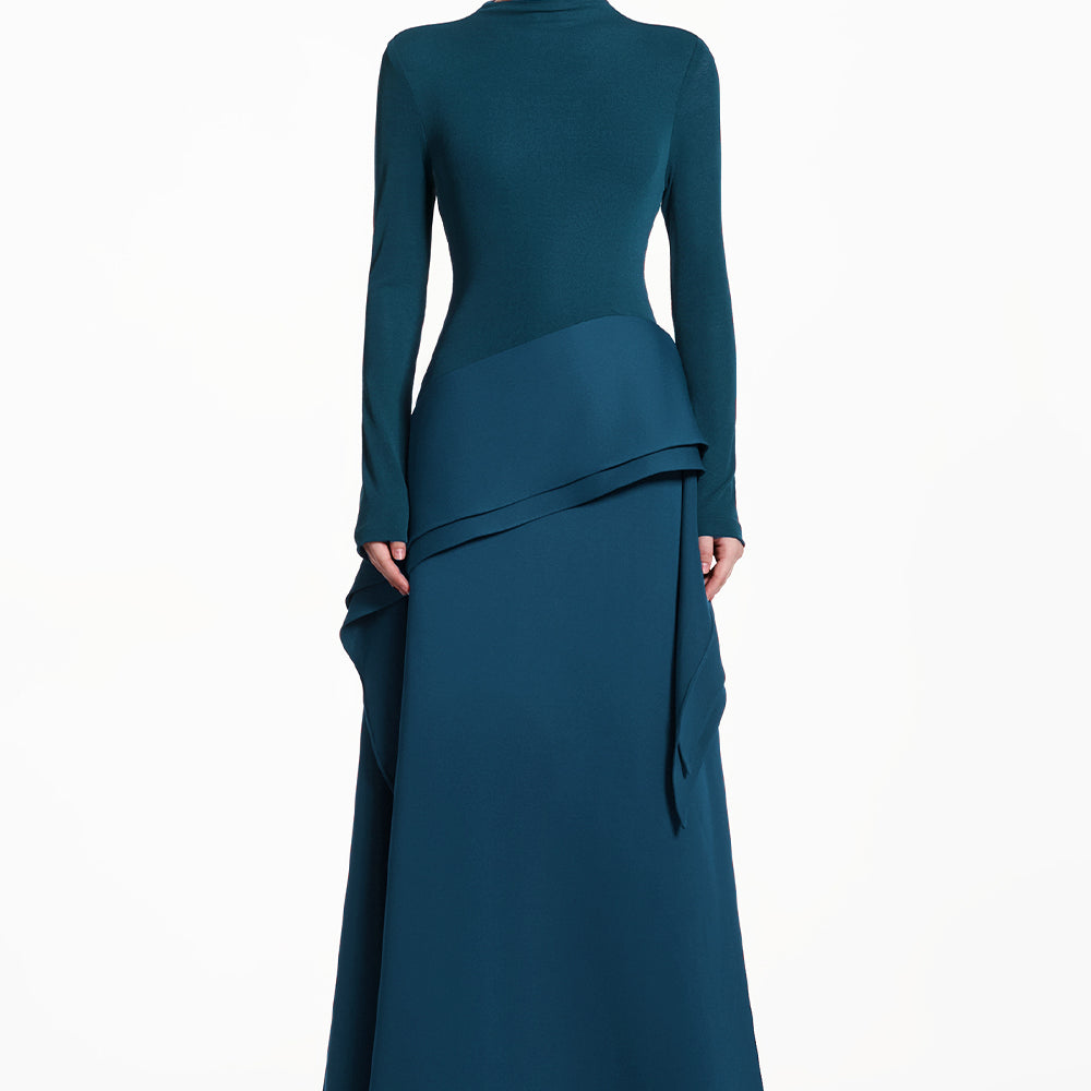 Selin High Neck Draped Maxi Dress by Eegen Studio – Spandex, Sheath, High Neck – view 11