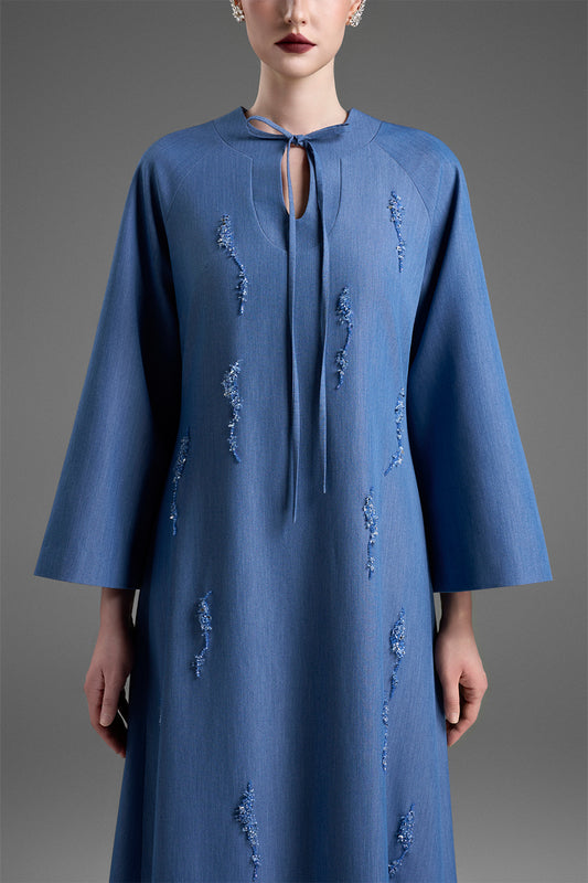 Zora Keyhole Neck Bead Maxi Dress