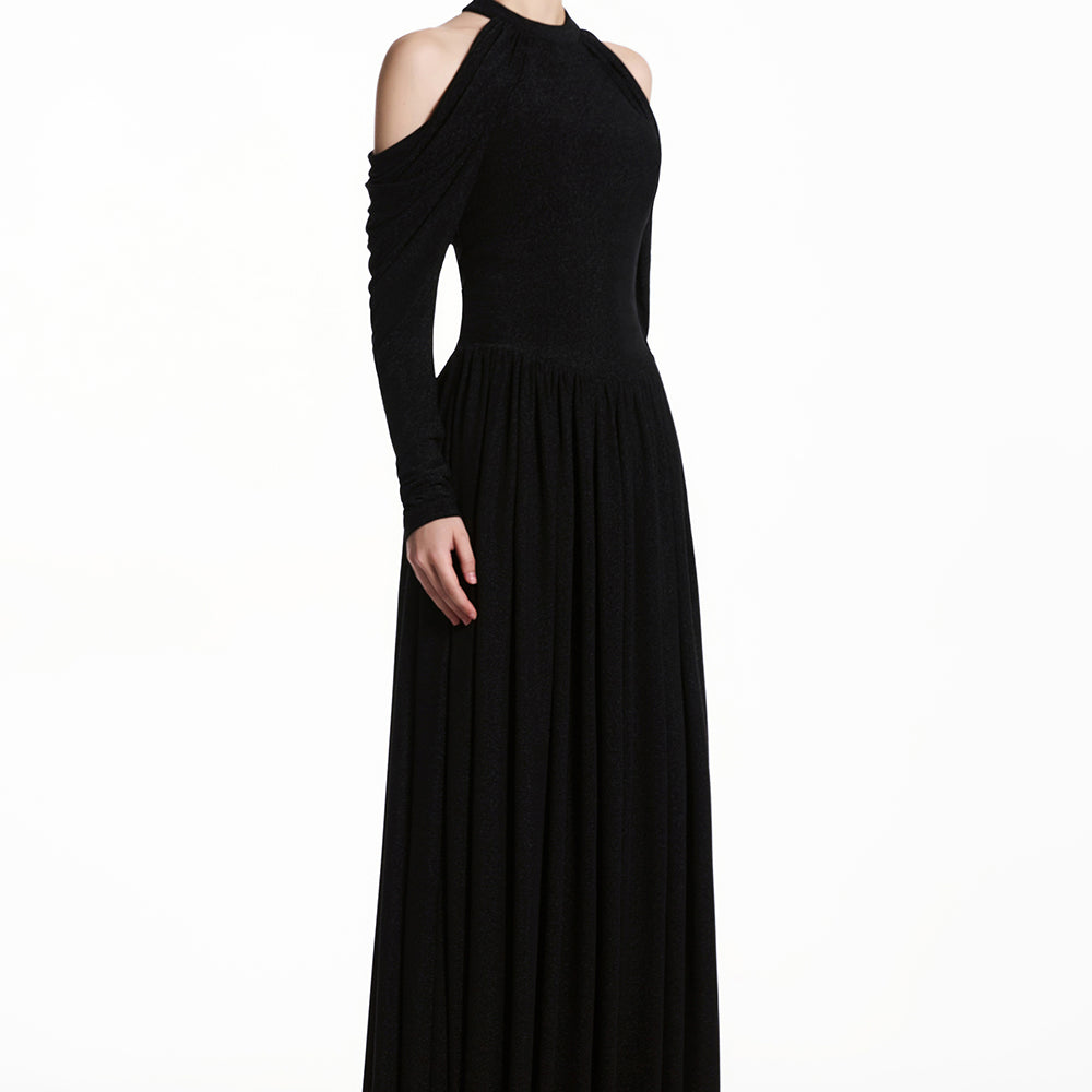 Talia Cold Shoulder Sleeve Gathering Maxi Dress