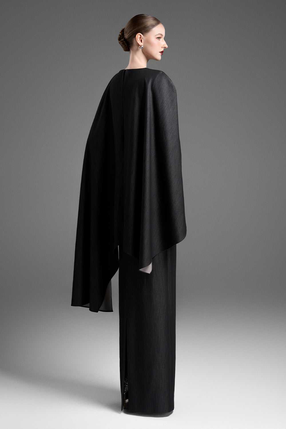 Natalia Cape Sleeve Bead Maxi Dress