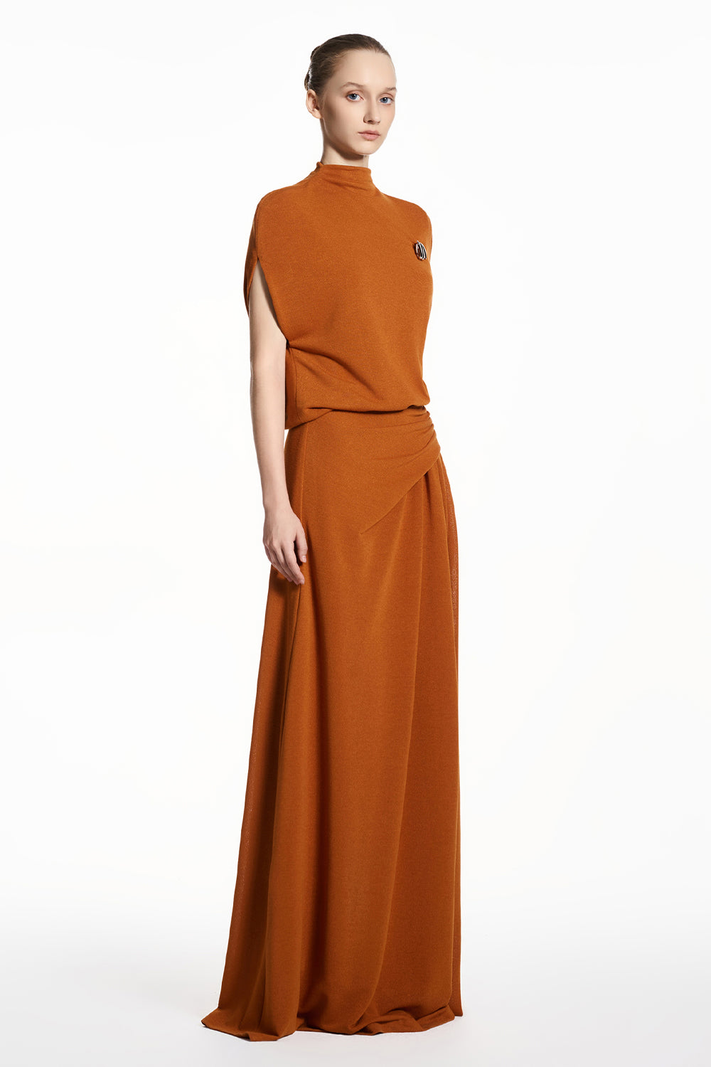 Lunae High Neck Draped Maxi Dress
