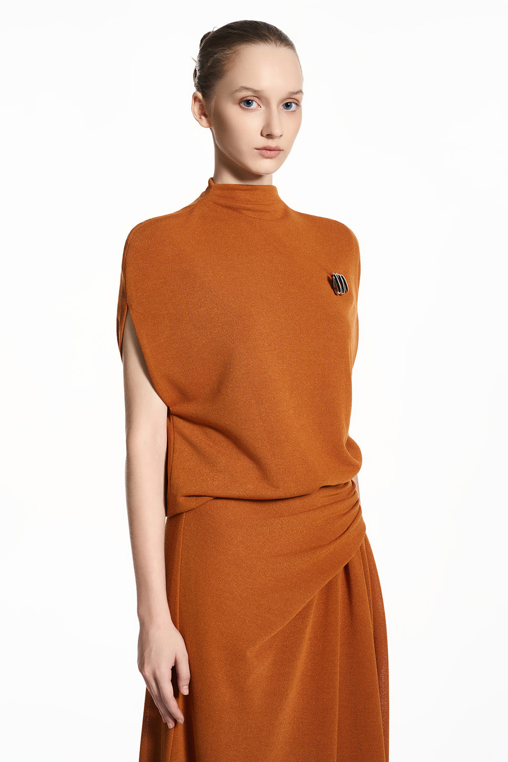 Lunae High Neck Draped Maxi Dress