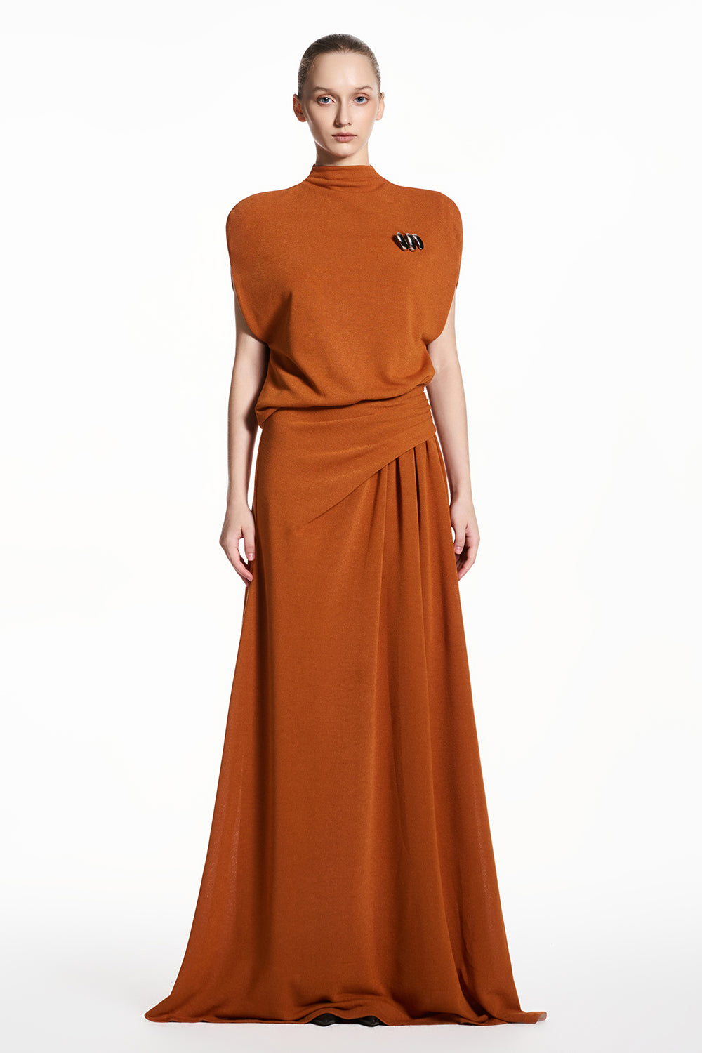 Lunae High Neck Draped Maxi Dress