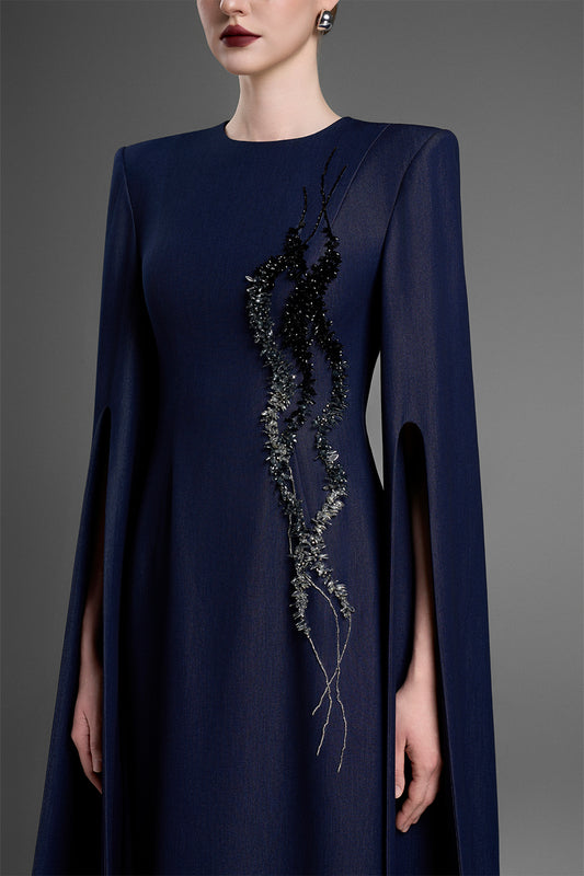 Sofia Cape Sleeve Bead Maxi Dress