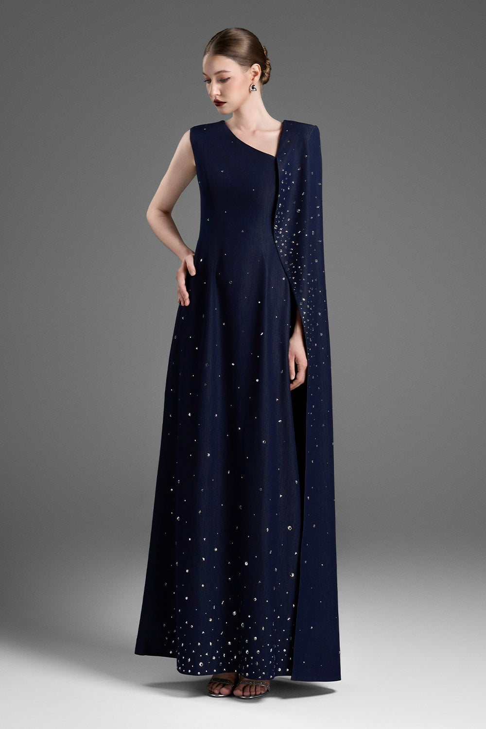 Women's Lucia Asymmetric Neck Rhinestones Maxi Dress XXS/XS/S/M/L/XL/XXL/Customize Medieval Blue MEAN BLVD Women's Lucia Asymmetric Neck Rhinestones Maxi Dress XXS/XS/S/M/L/XL/XXL/Customize Medieval Blue MEAN BLVD