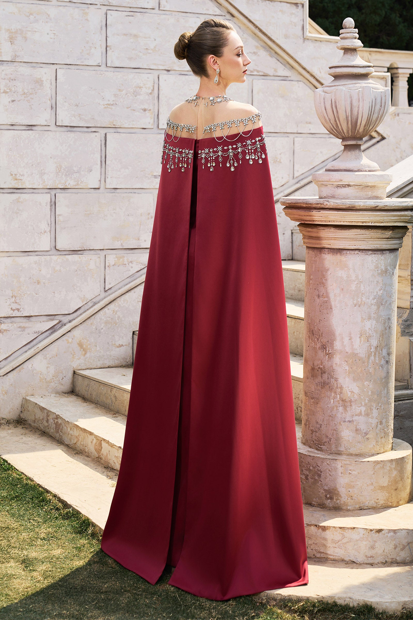 Brielle Cape Sleeve Maxi Dress