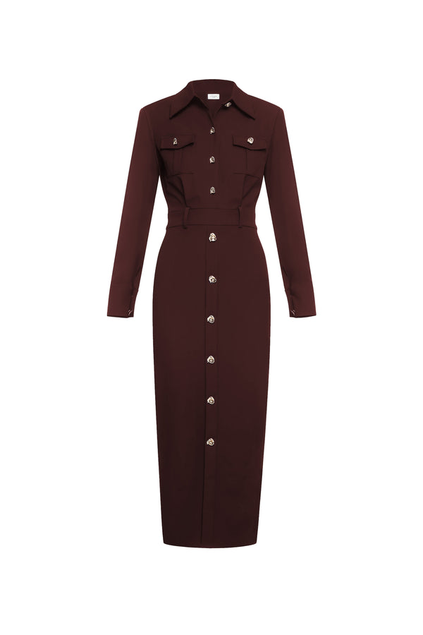 Caelum Collared Button Midi Dress