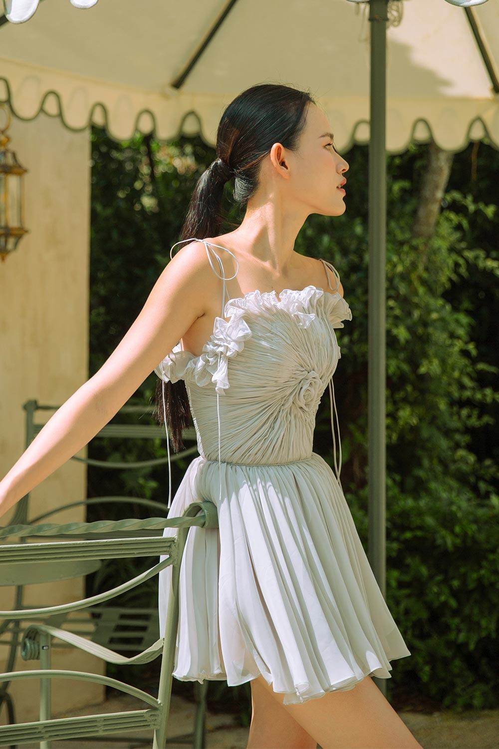 Alaya Fit and Flare Twisted Organza Voile Mini Dress