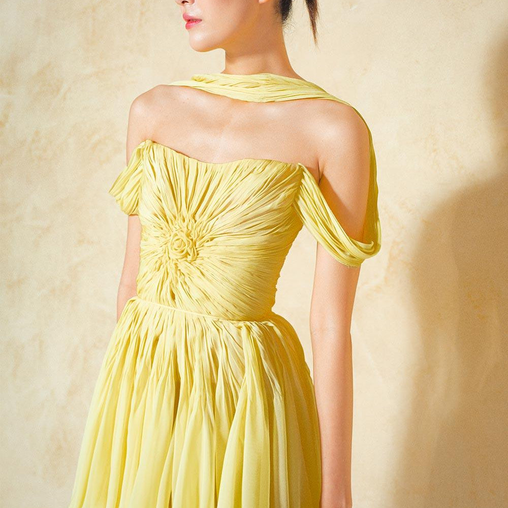 Ranunculus A-line Gathered Organza Voile Mini Dress