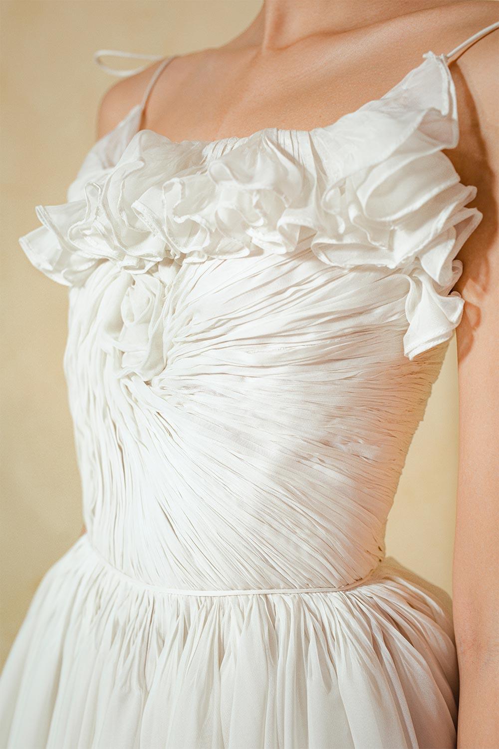 Parrish Layered Spaghetti Strap Organza Voile Floor Length Dress