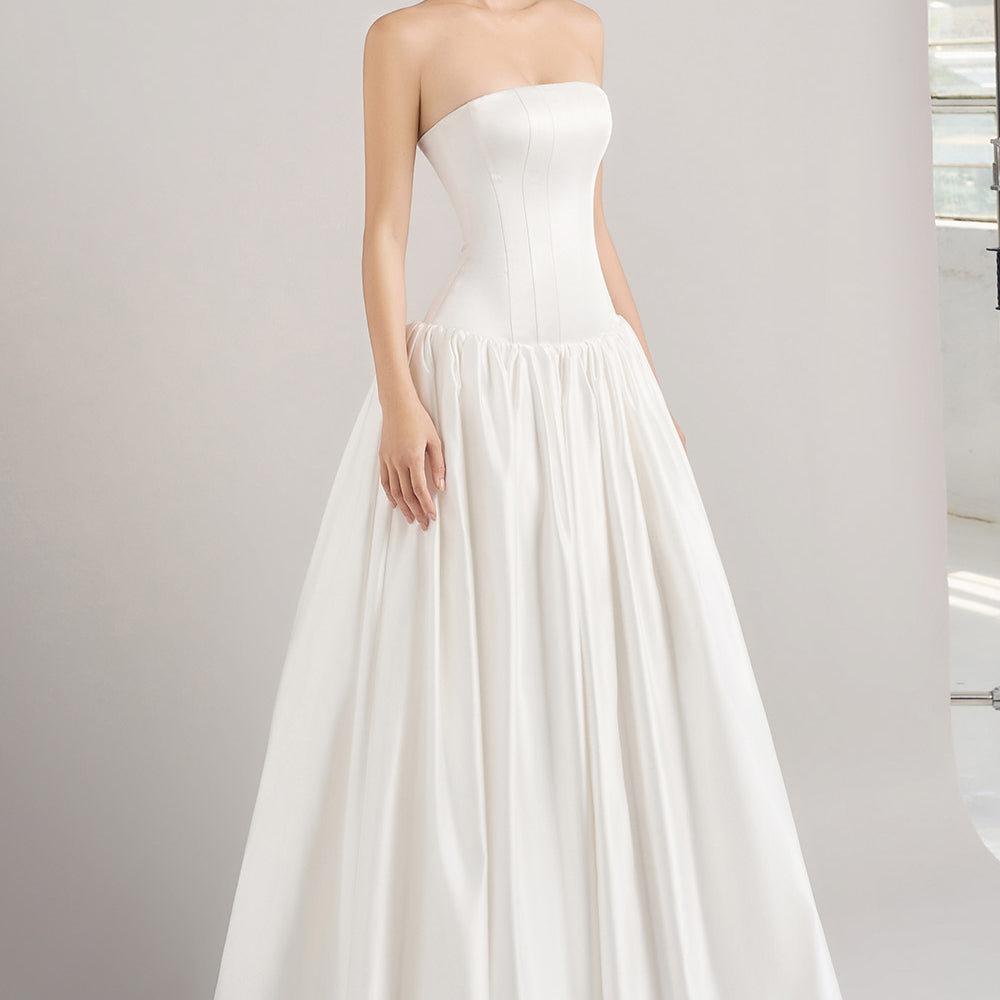 Garcia Asymmetric Draped Taffeta Maxi Dress