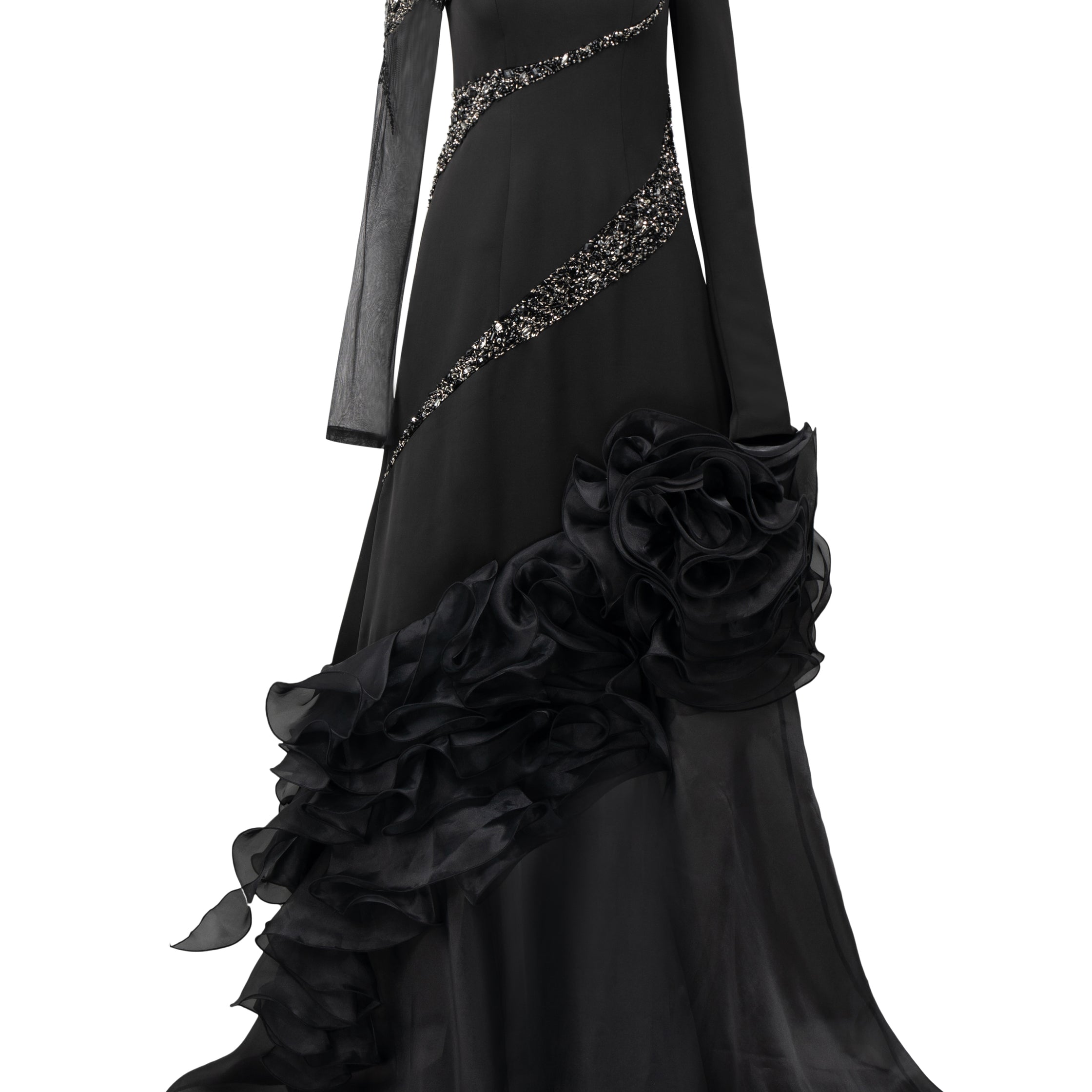 Noir Ruffle Maxi Dress