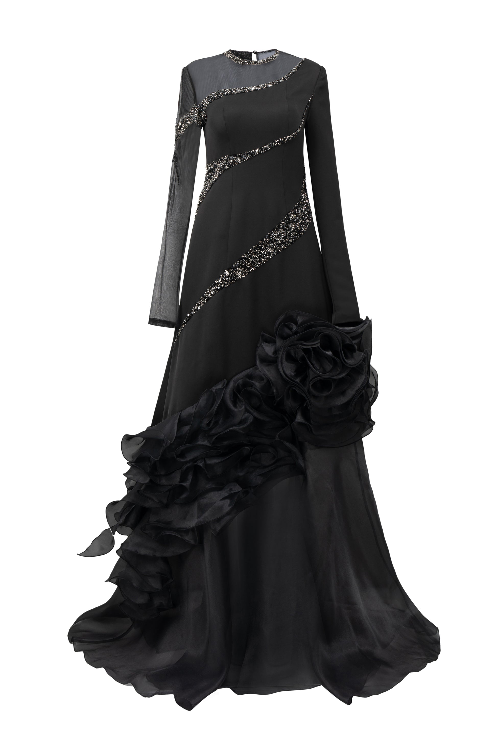 Noir Ruffle Maxi Dress