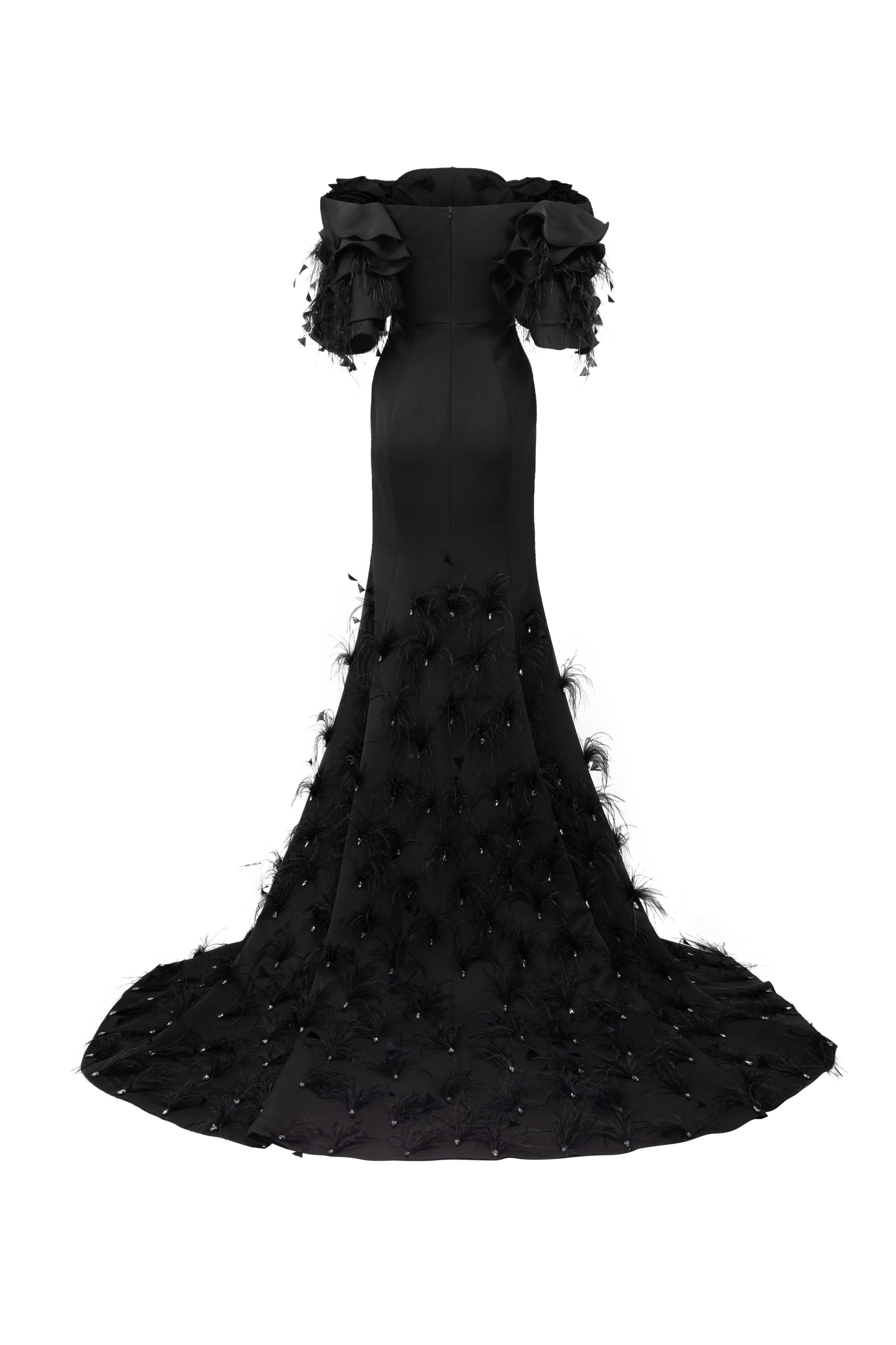 black feather maxi dress Aina Feather Maxi Dress