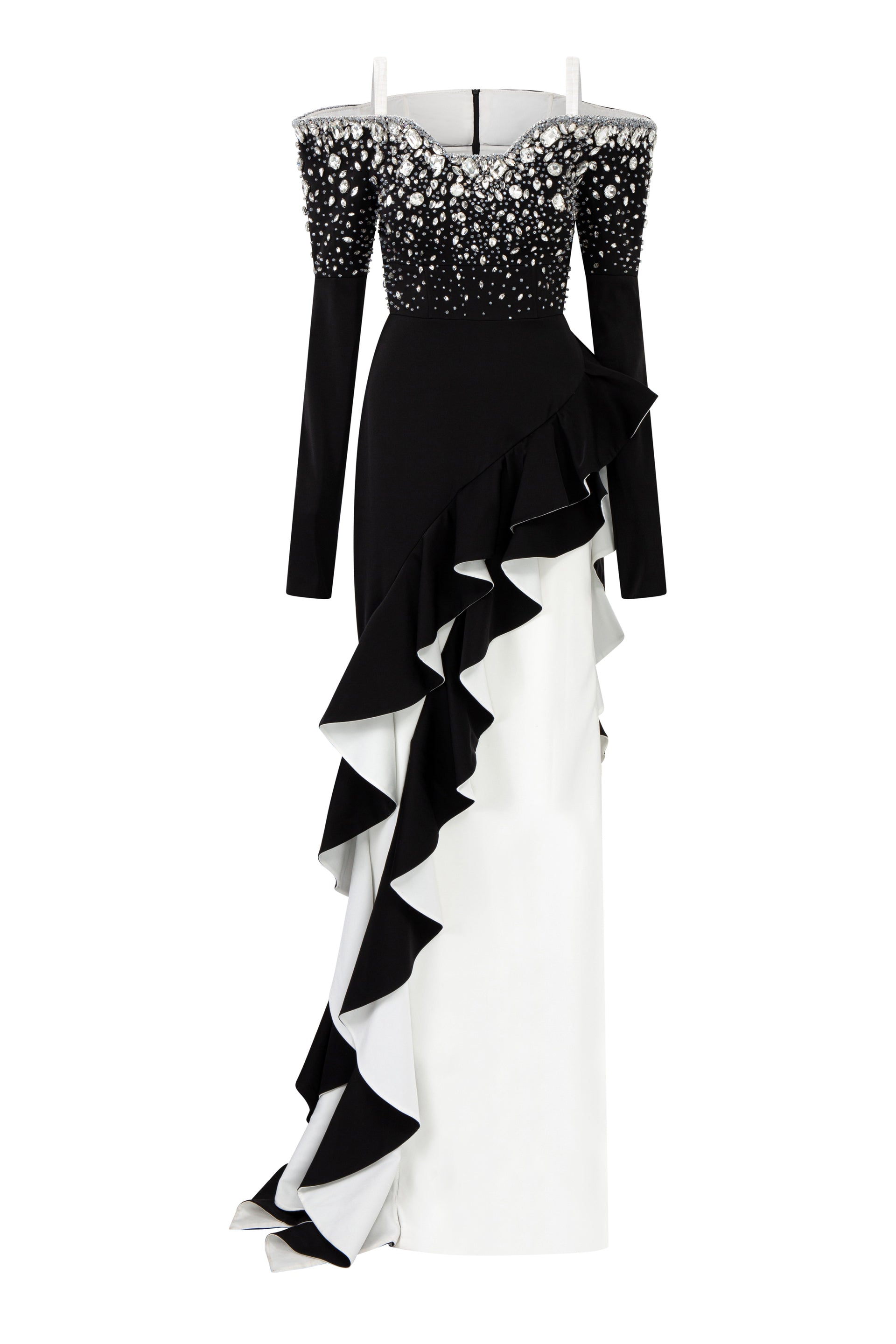 maxi ruffled high low dress custom size Women's Jelly Sweetheart Ruffle Maxi Dress XS/S/M/L/XL/Customize White MEAN BLVD White / XL