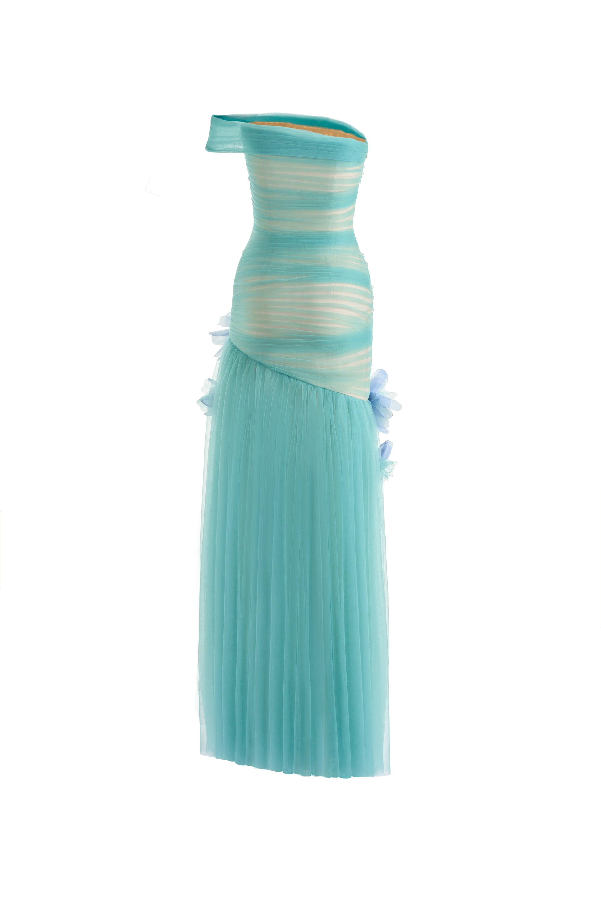Meadow Drop Waist One Shoulder Organza Maxi Dress
