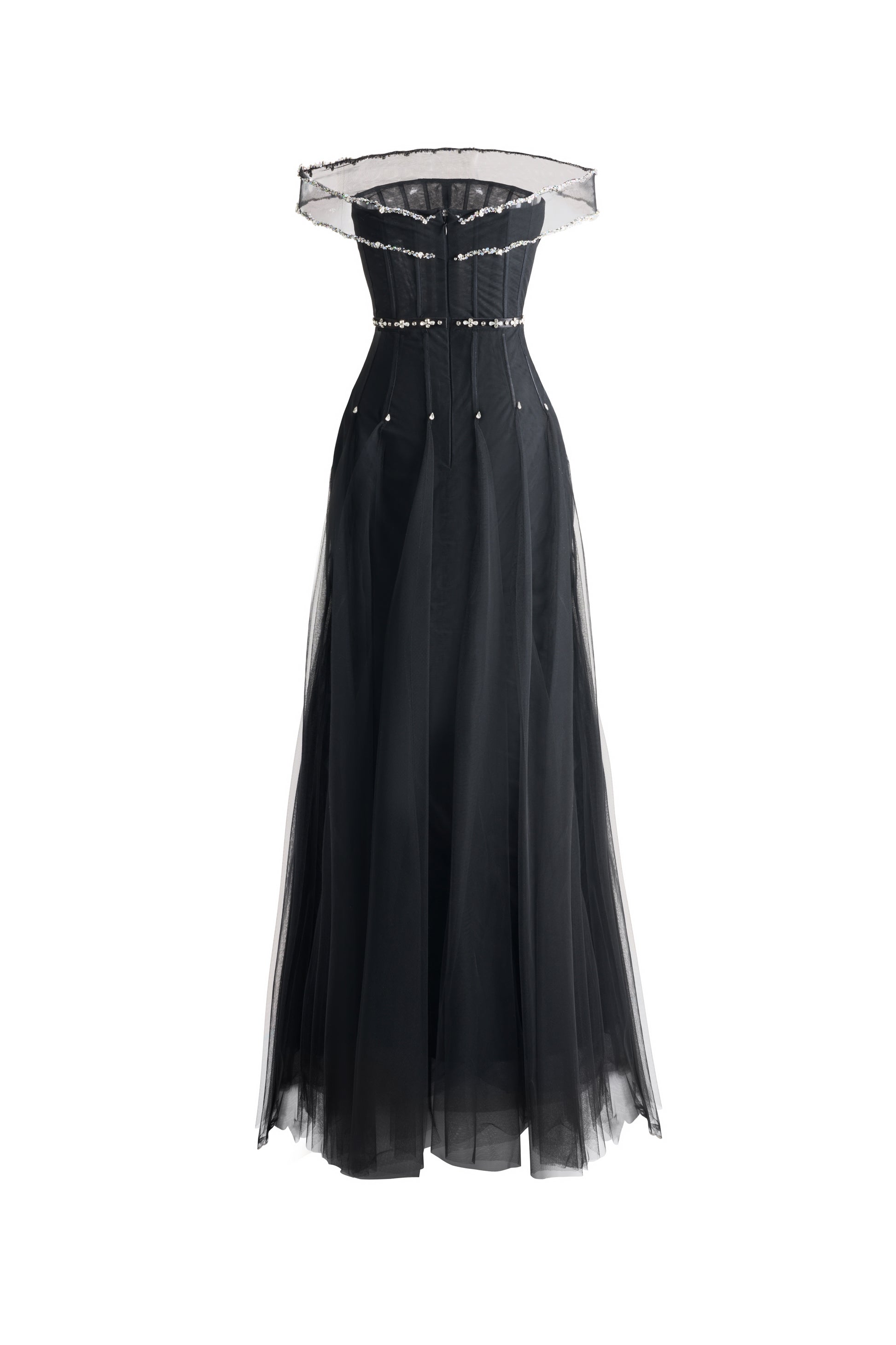 Jayleen Gored Off-Shoulder Organza Maxi Dress