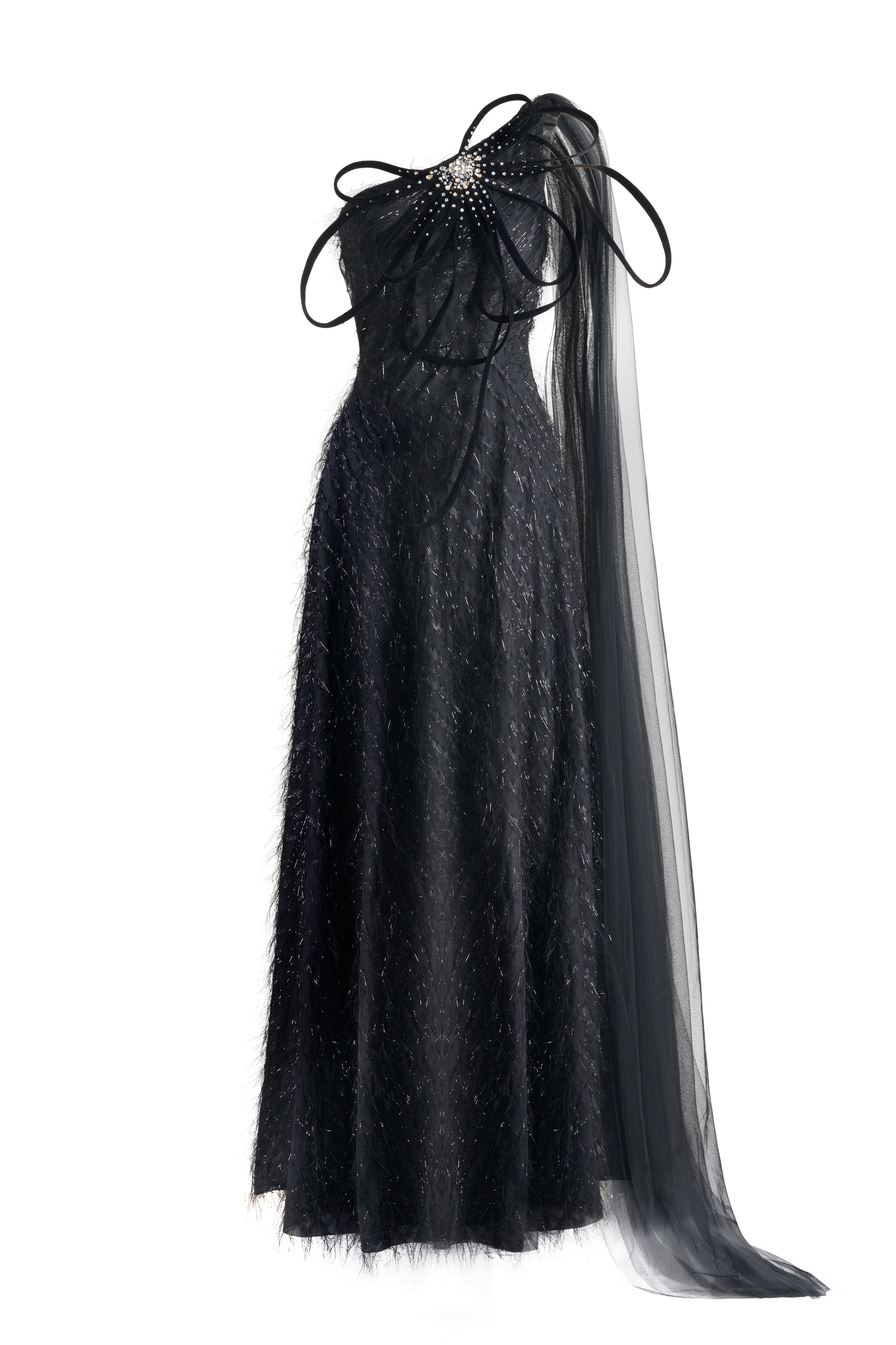 Delaney A-line One Shoulder Organza Maxi Dress