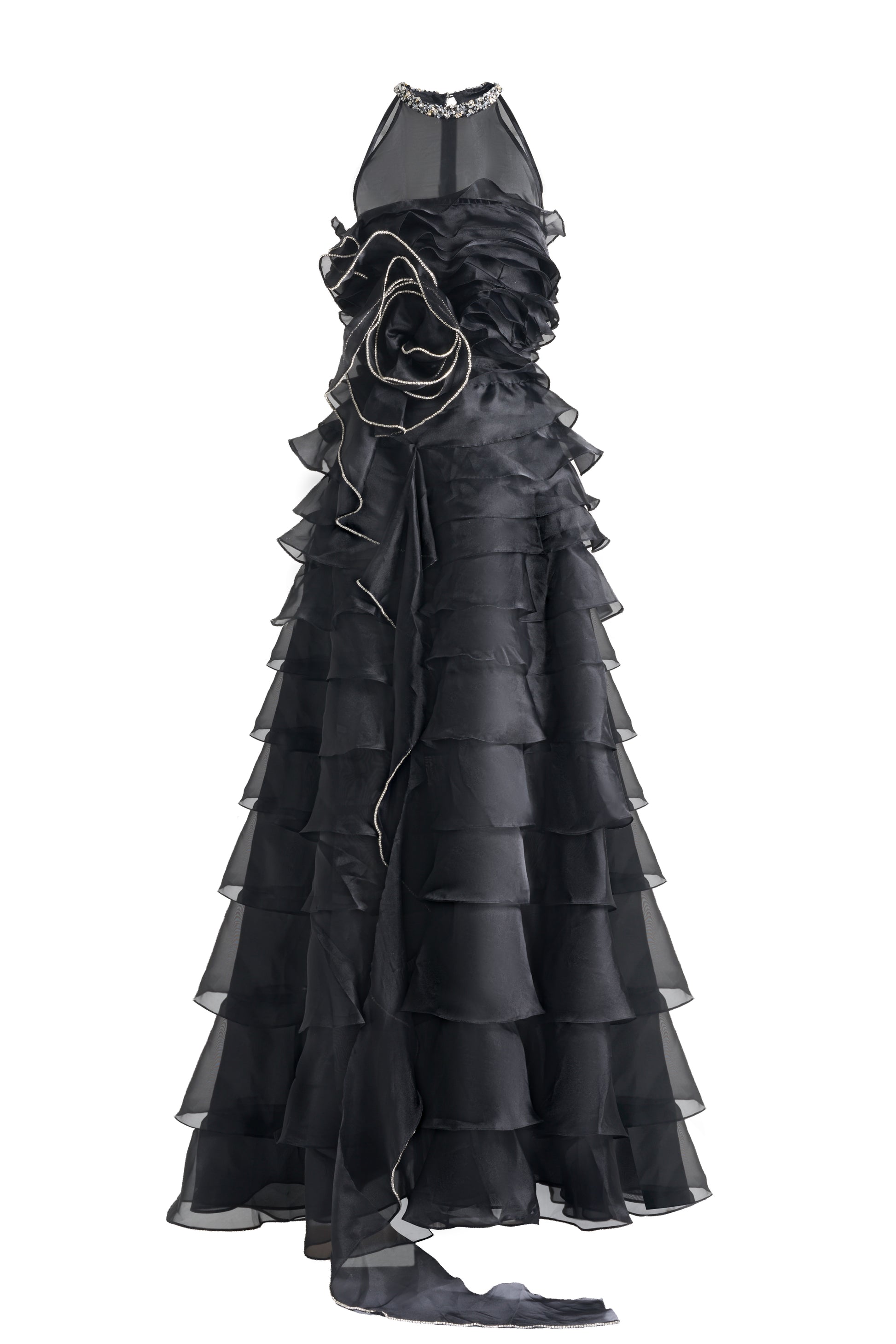 Hadley A-line Ruffle Layer Organza Maxi Dress
