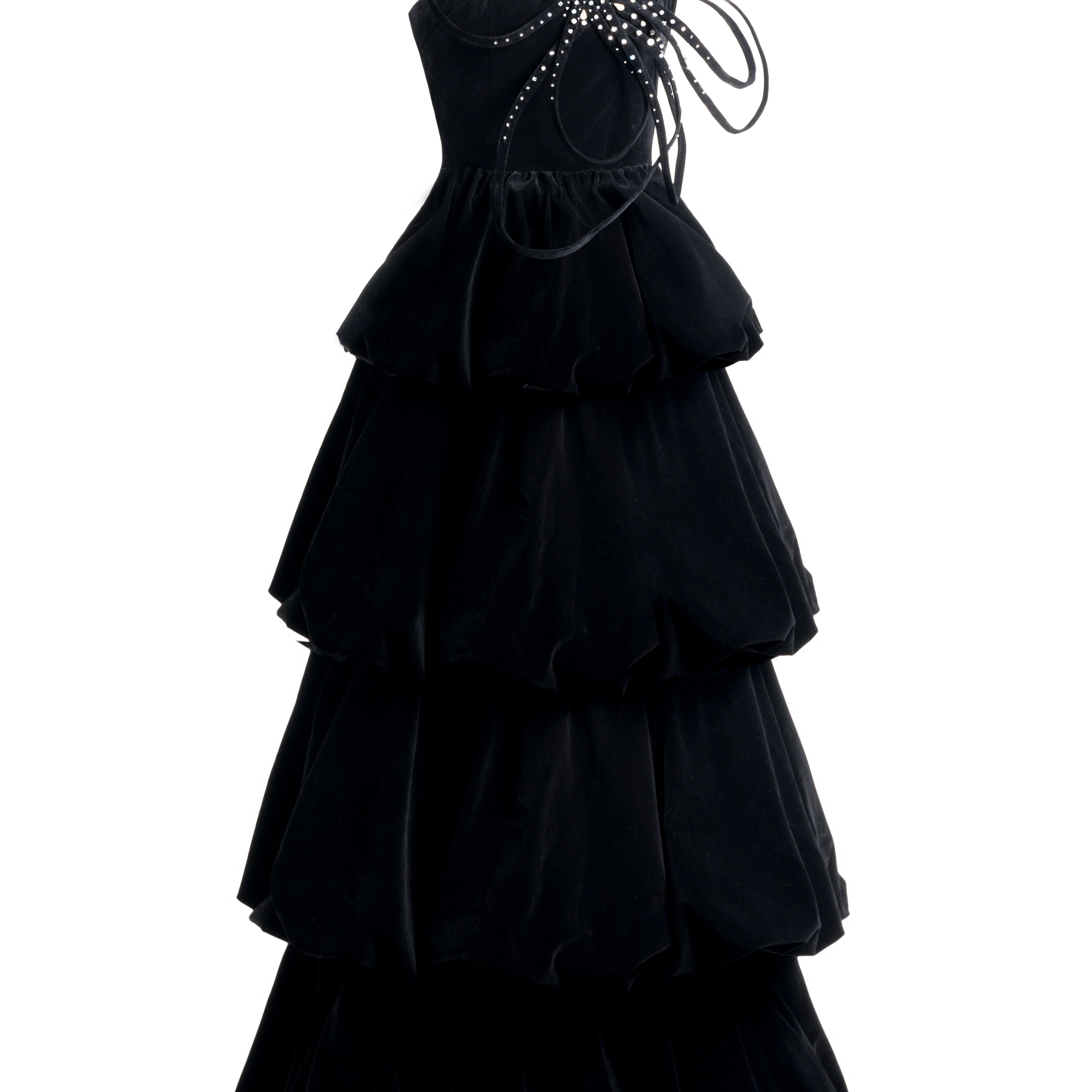 Addyson Bubble Layered Velvet Maxi Dress
