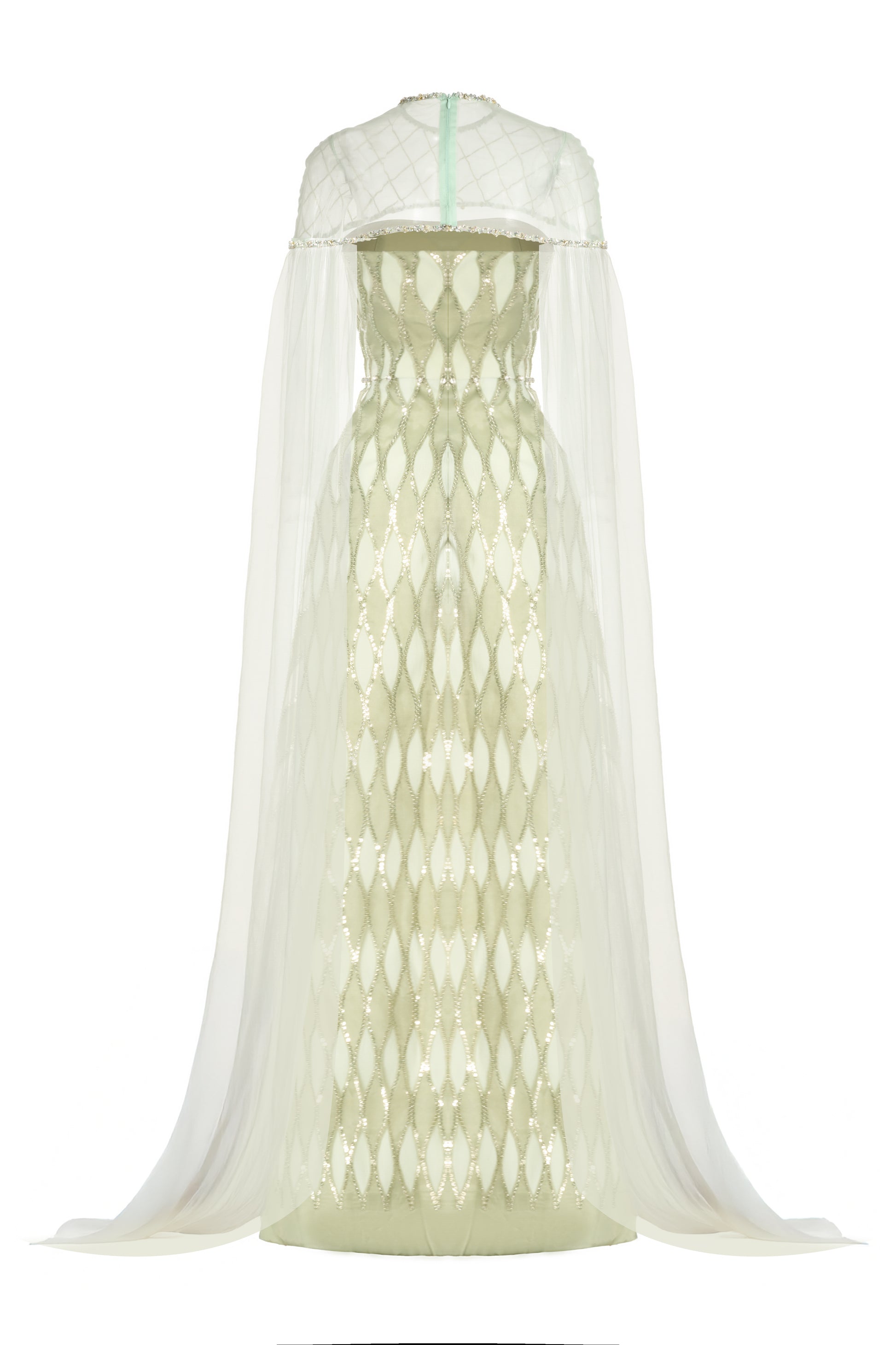 Monica A-line Cape Shoulder Mesh Maxi Set