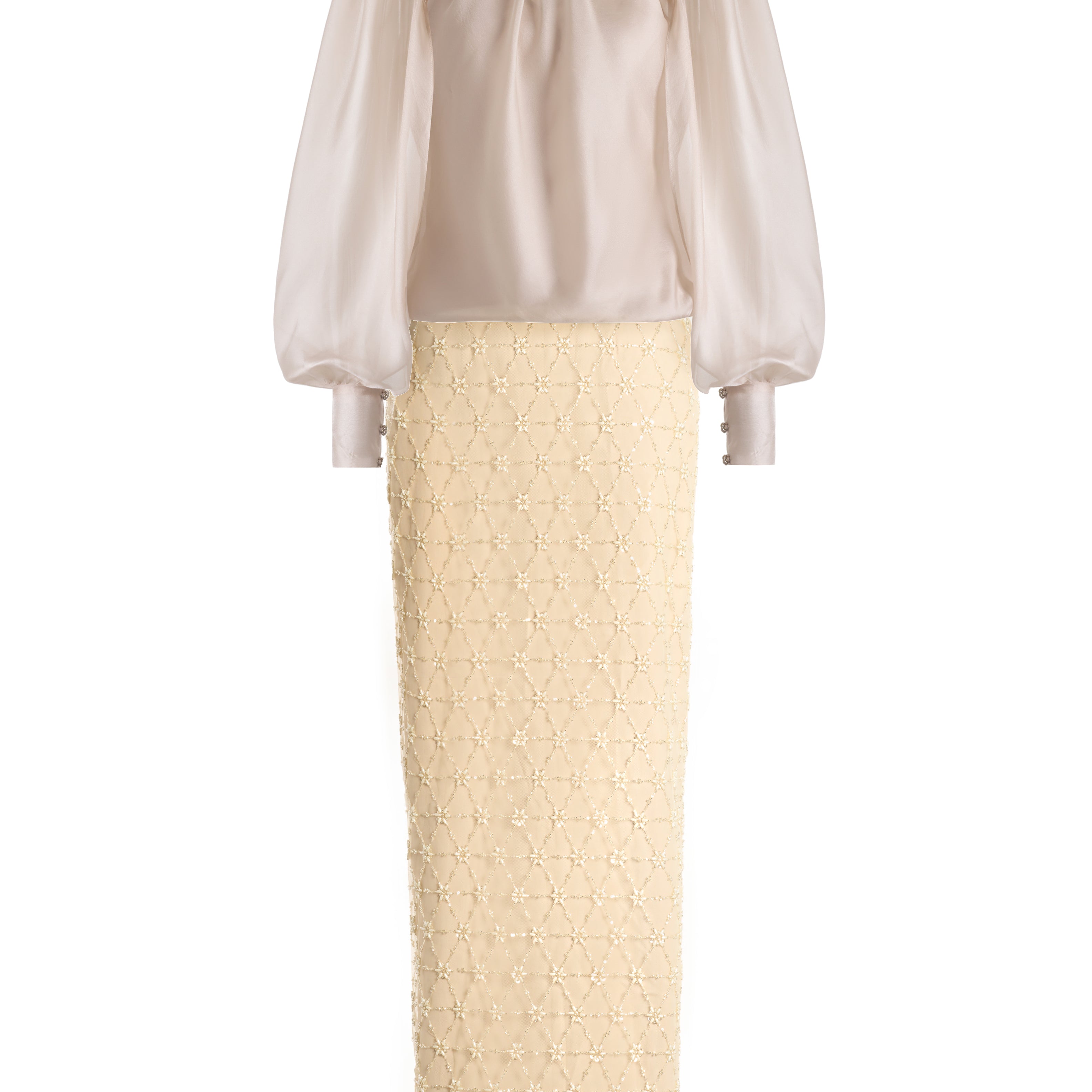 Dylan Sheath Puffy Sleeved Polyester Maxi Set