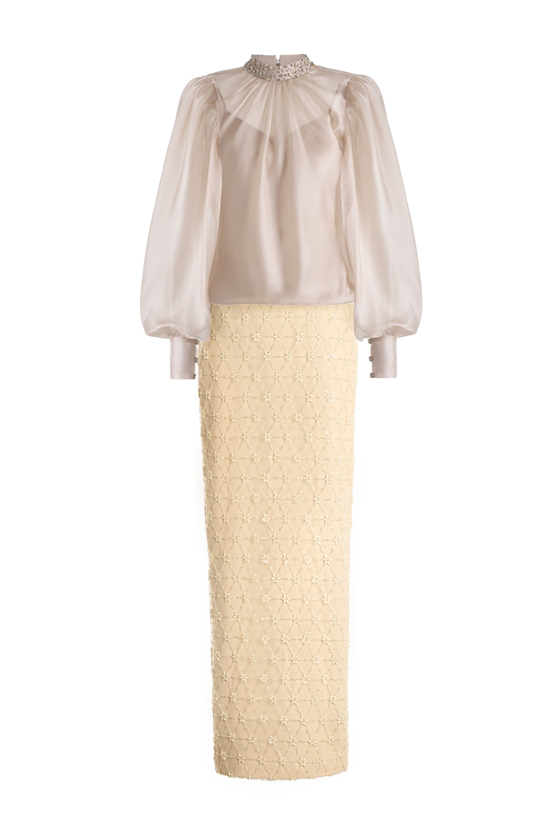 Dylan Sheath Puffy Sleeved Polyester Maxi Set