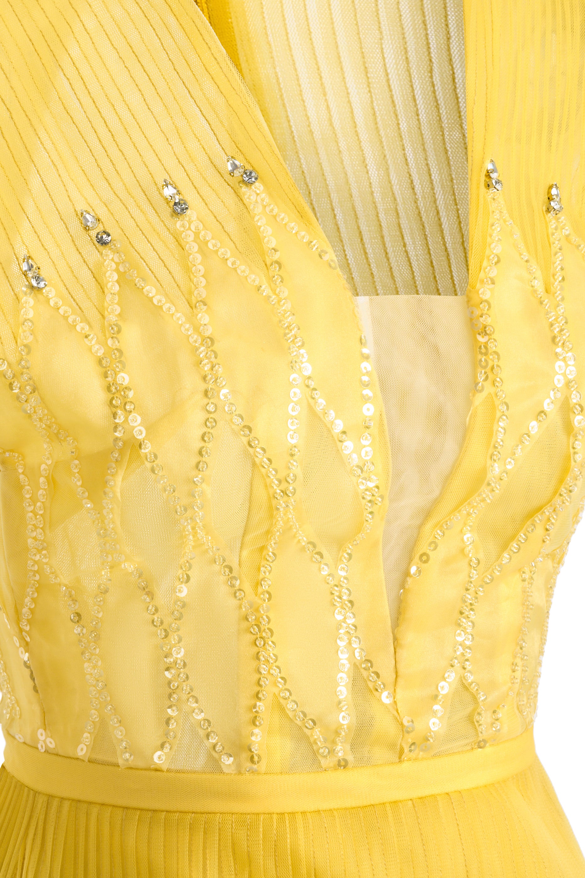 Rylee A-line Plunge Neck Polyester Maxi Dress