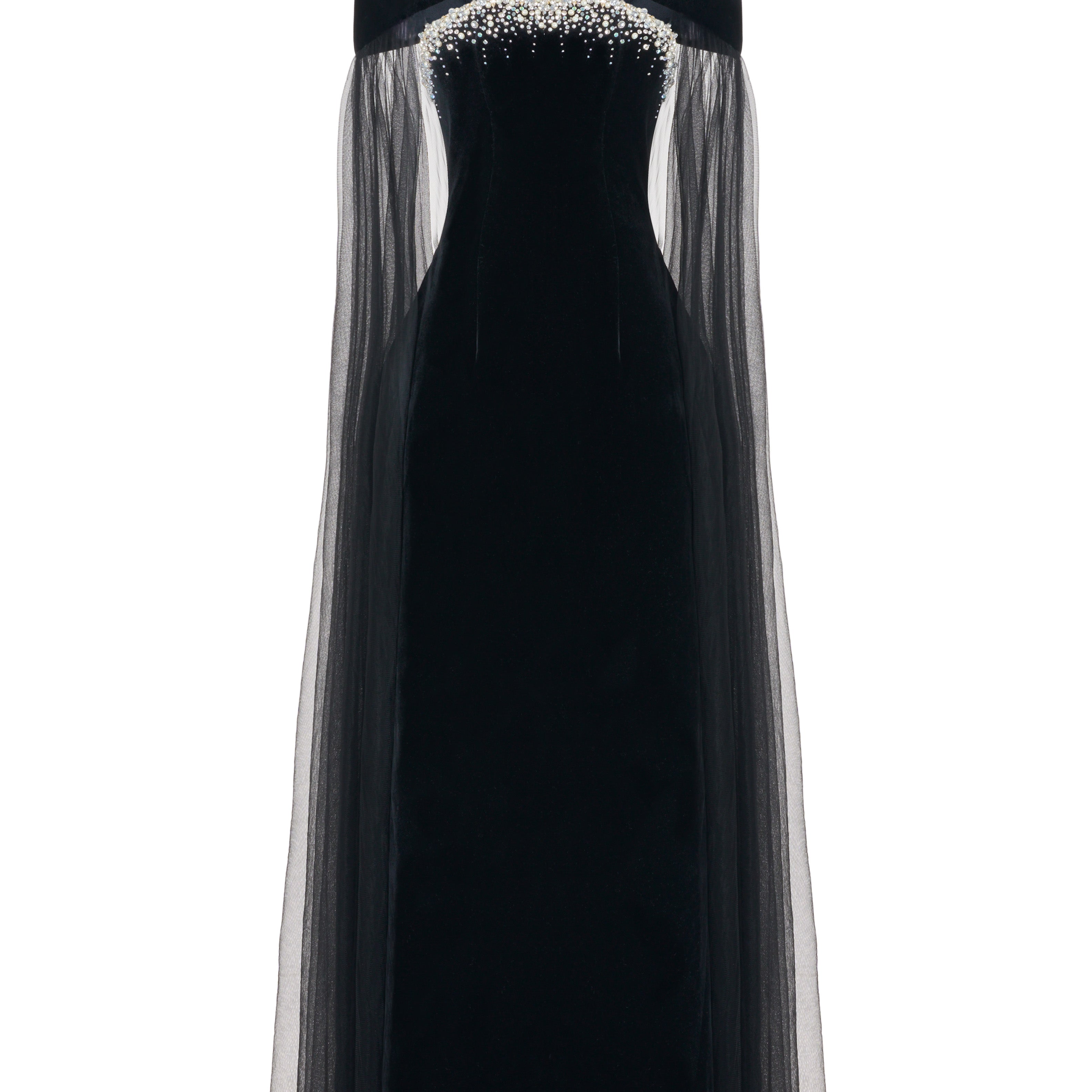 Paisleigh Sheath Cape Shoulder Velvet Maxi Set